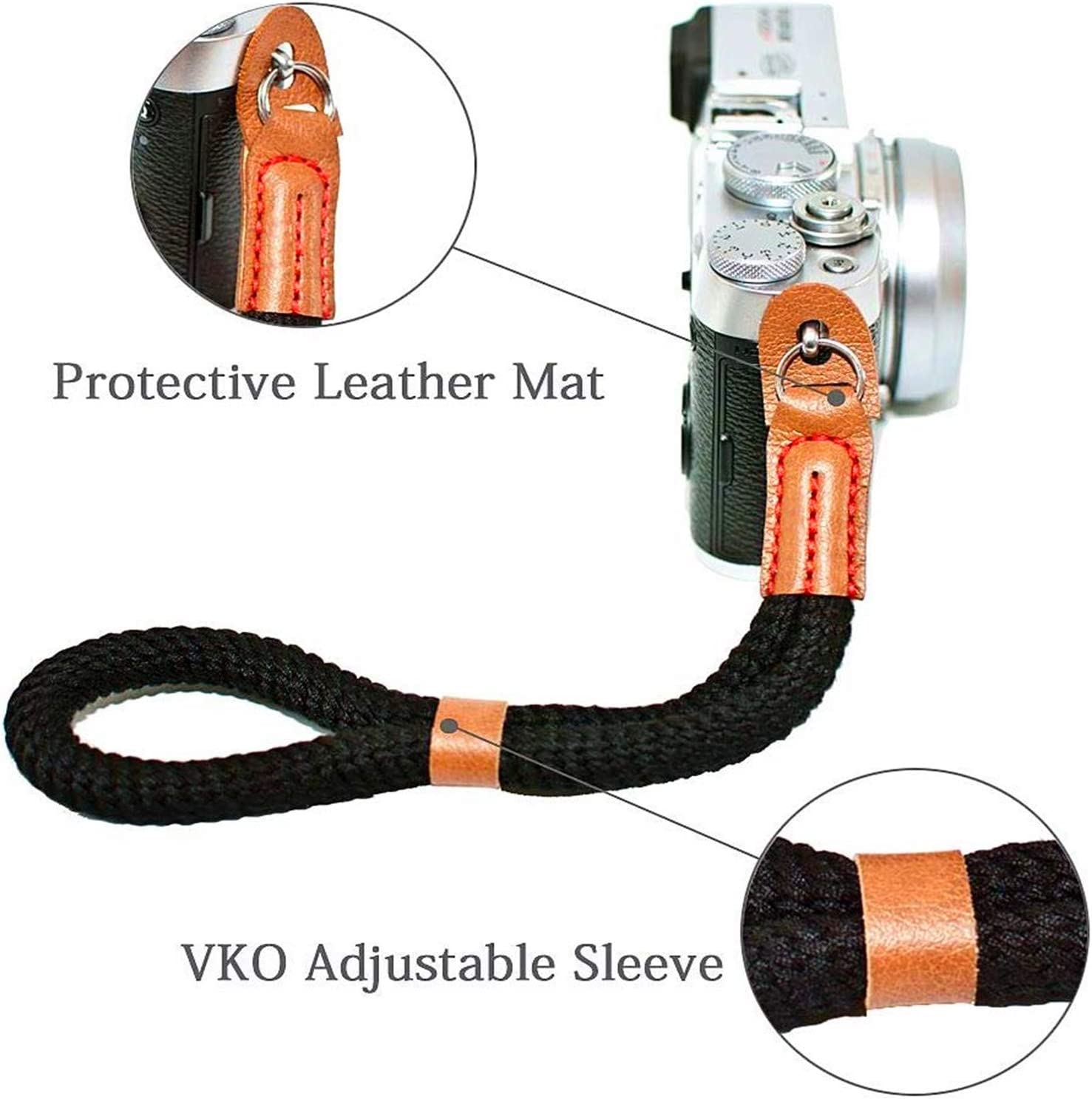 WANBY Camera Soft Cotton Hand Wrist Strap with Quick Release Buckles Camcorder Comfort Antislip Security Wrist Strap for Women Men All DSLR Universal SLR Cameras (Black)