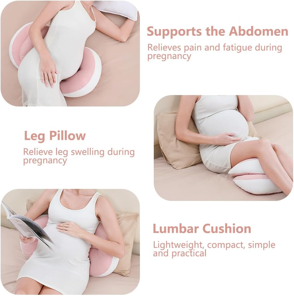 Pregnancy Pillow, Portable Adjustable Side Pillow, Pregnancy Pillow for Sleeping, Pregnancy Wedge Pillow, Body Pillow Support for Back, Belly, Waist, Support Abdomen U-Shaped Side Sleeper Pillow(Pink) image number 3