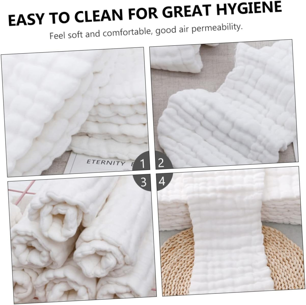 KOMBIUDA 3Pcs Newborn Diaper Pad Reusable Diaper Inserts Soft Muslin Cotton Blanket Washable Newborn Mat