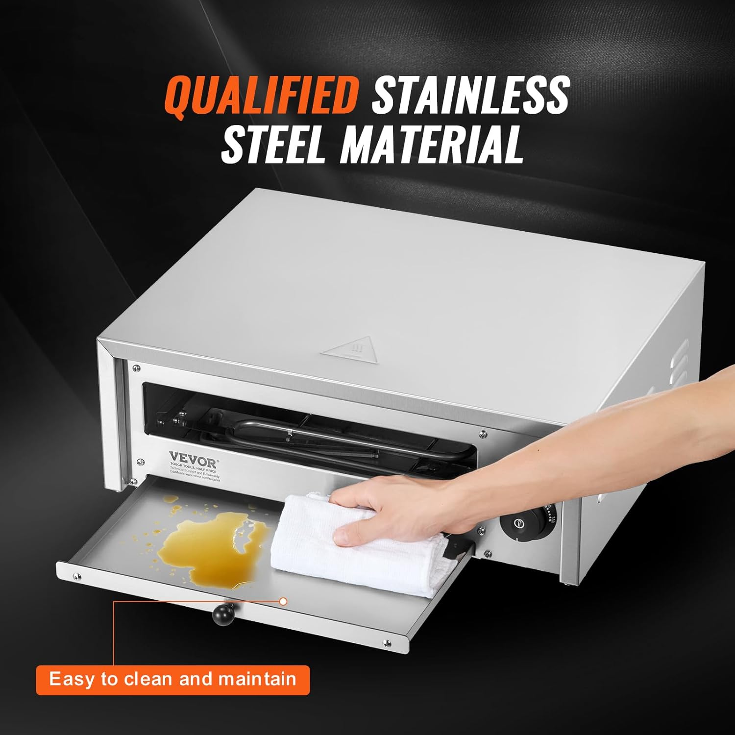 VEVOR Countertop Electric Pizza Oven, 12-Inch, 1500W, 50-350℃ Temp Range, Stainless Steel Construction and Easy-To-Clean Crumb Tray, Suitable for Both Commercial and Home Use image number 4