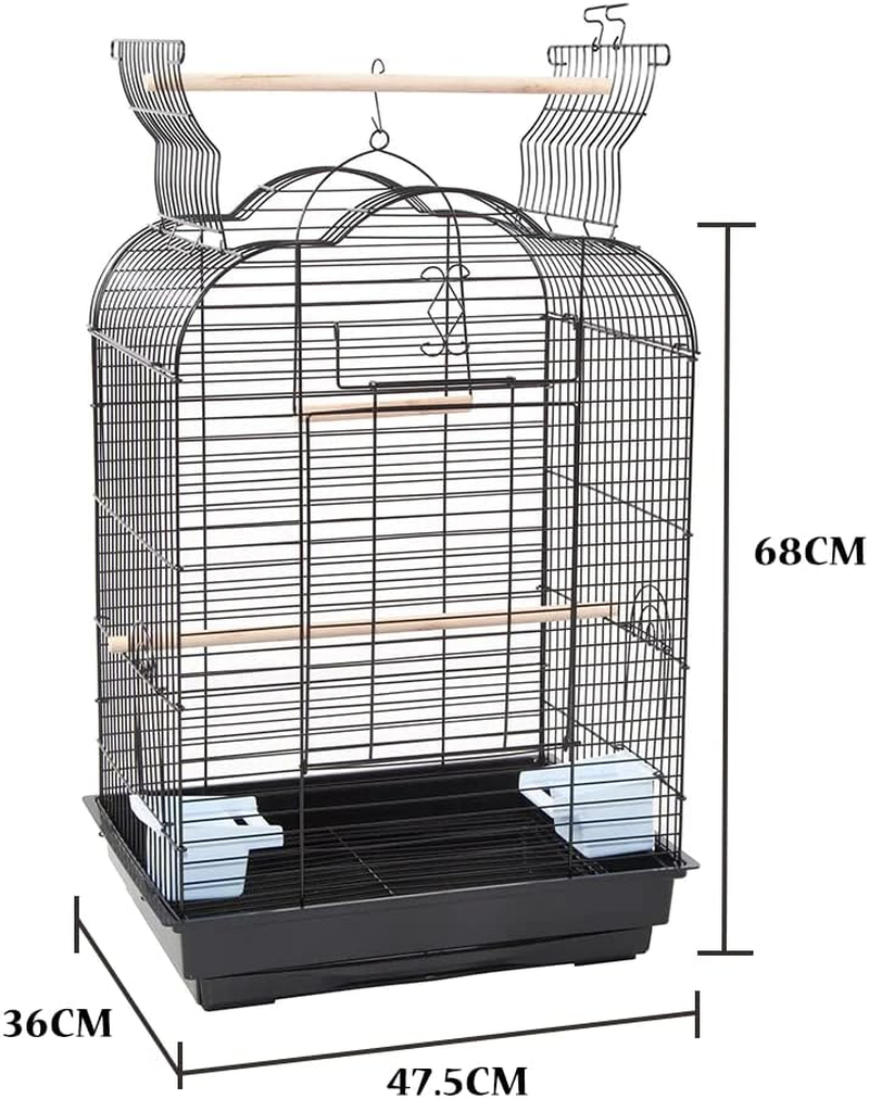 Pet Bird Cage with Stand Parrot Aviary Canary Budgie Finch Perch Black Portable Metal