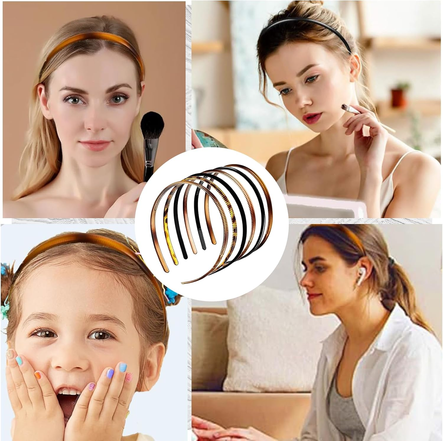 Rylaxzon Headbands for Women, Multi-Color Headband with Teeth Comb, Skinny Hair Band Head Bands for Women & Girls (6 PCS, 8Mm Wide) image number 3