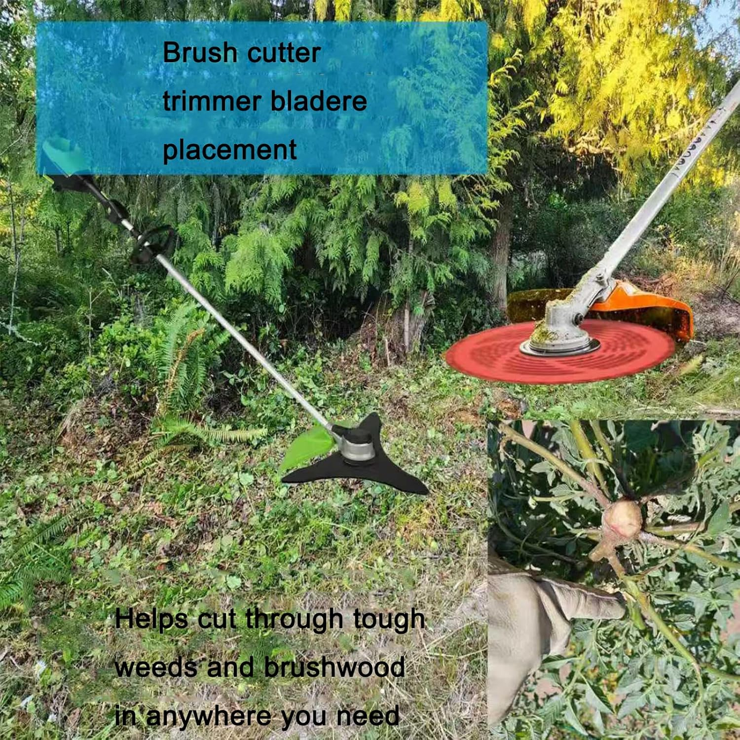 9" 36-Tooth & 10" 3-Tooth Brush Cutter Blade Set with Universal Adapter - Carbide Steel & Carbon Steel Trimmer Blades image number 3