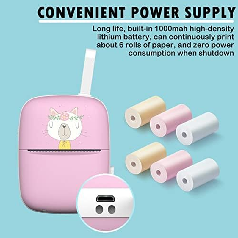 Mini Thermal Printer, Portable Wireless Smart Printer Bluetooth-Compactible Durable Wireless Label Memo Receipt Paper Printer Office Supply for Home/703 (Size : Pink) image number 4