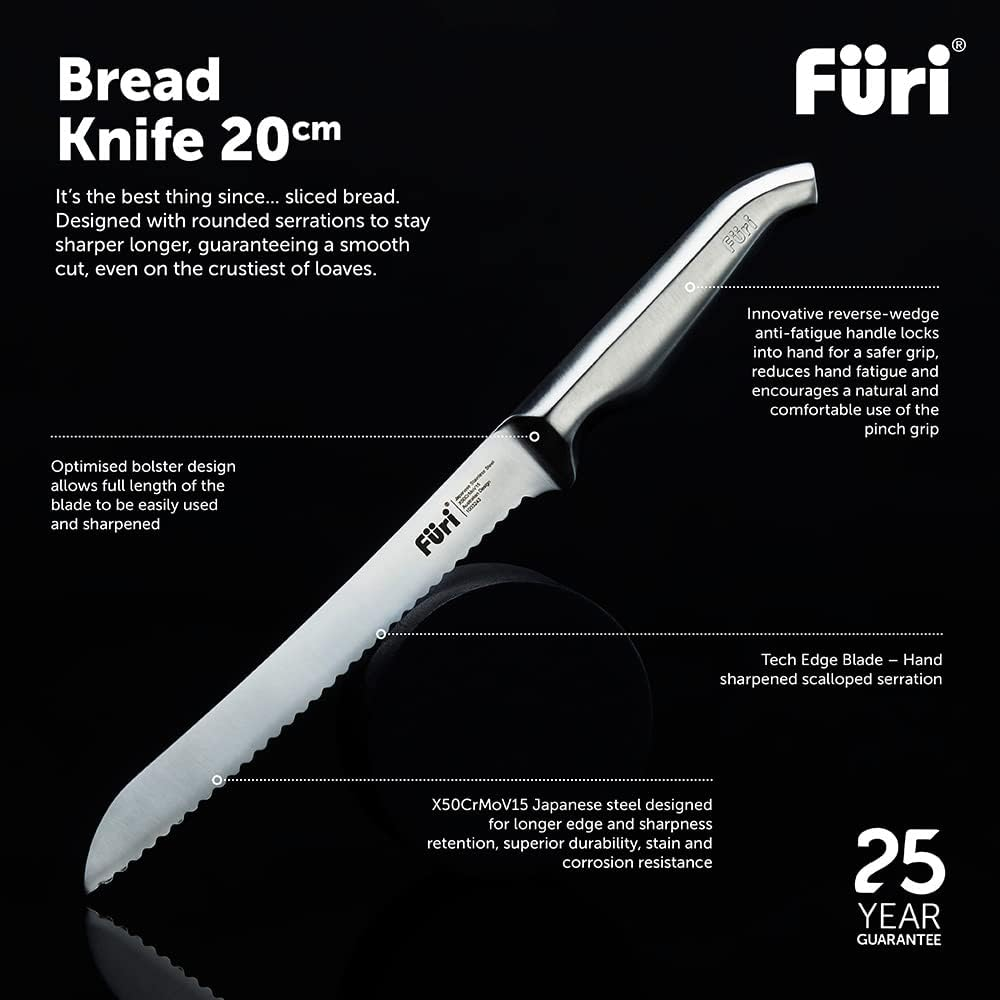 Furi Stainless Steel Pro Bread Knife, 20 Cm Size image number 4