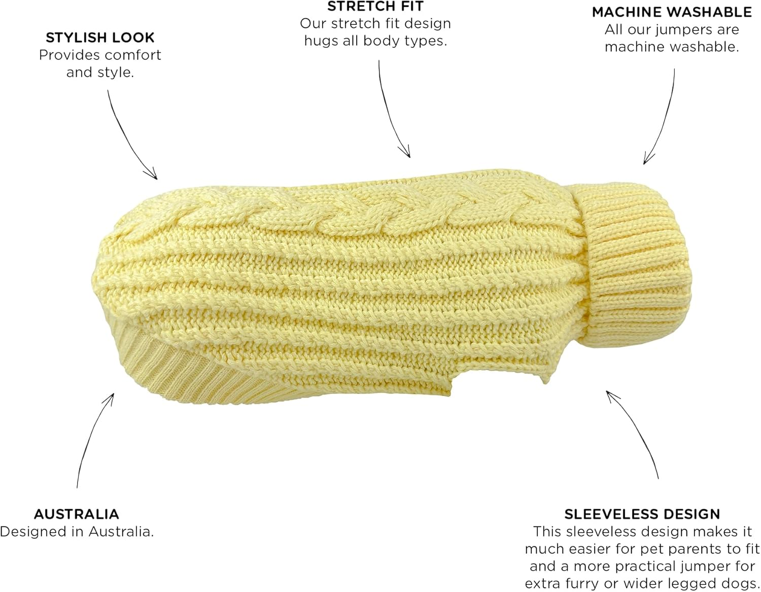 Huskimo Cali Knit Dog Jumper, Buttercup, 22Cm image number 2