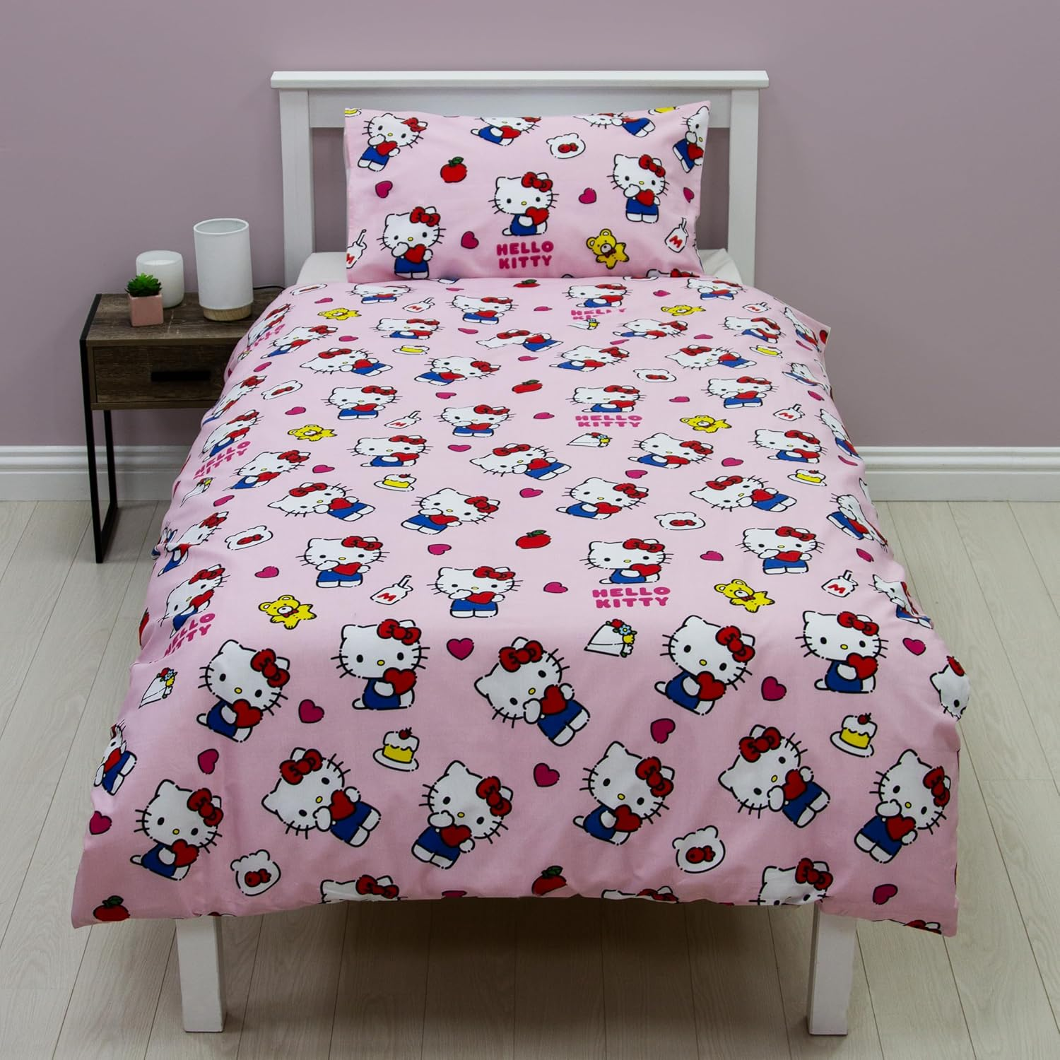 Hello Kitty Officially Licensed Hello Design Single Duvet Cover Set | Reversible 2 Sided Cat Bedding Including Matching Pillow Case | Perfect for Kids Bedroom | Polycotton image number 6