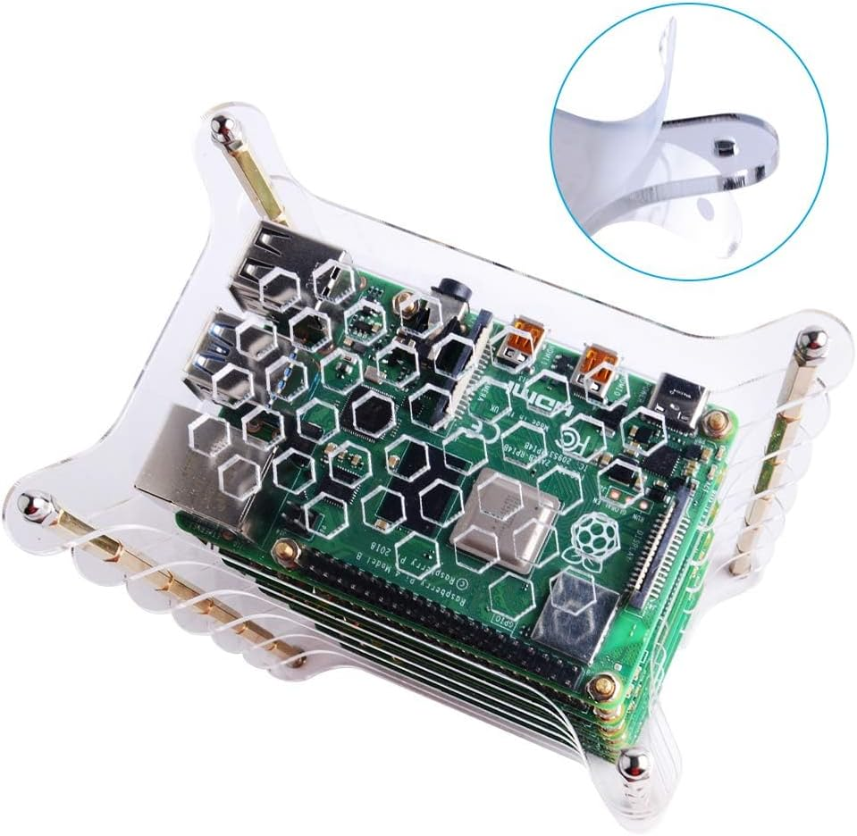 Geeekpi 6-Layers for Raspberry Pi Cluster Case, Rack Case with Raspberry Pi Heatsinks Stackable Case Stack Enclosure for Raspberry Pi 4/3/2 Model B, for Raspberry Pi 3 Model B+ (Clear) (Clear) - Brown image number 7