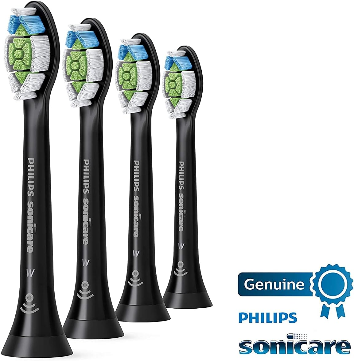 Philips Sonicare Standard Sonic Toothbrush Heads, W2 Optimal White, 4-Pack Standard Size, with Brushsync Mode Pairing, Advanced Stain Removal (Black), HX6064/96 image number 2