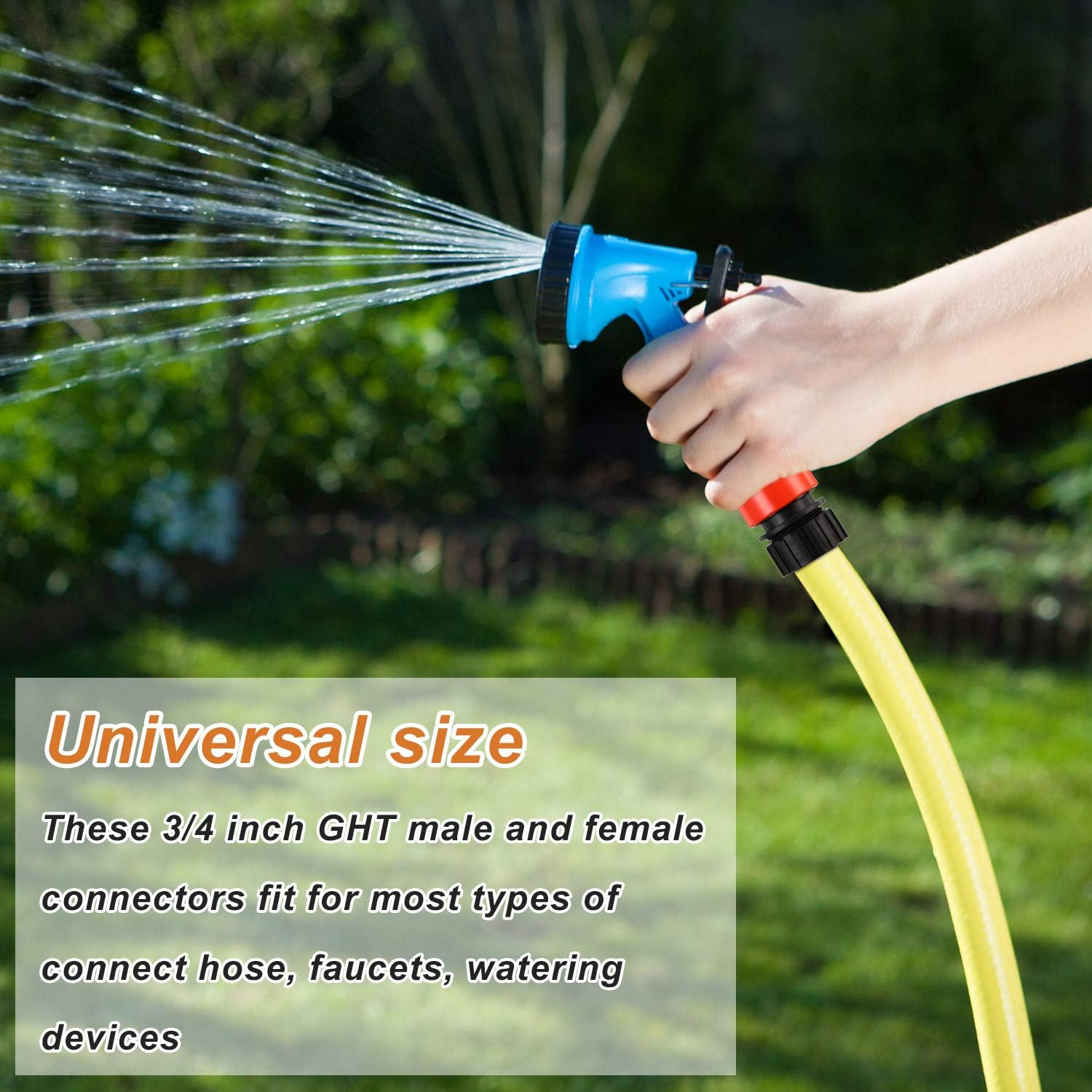 16 Pieces Garden Hose Quick Connector 3/4 Inch Plastic Water Hose Fittings Male and Female Connectors End Adapters with 10 Pieces Rubber Gaskets(Red, Black) image number 4