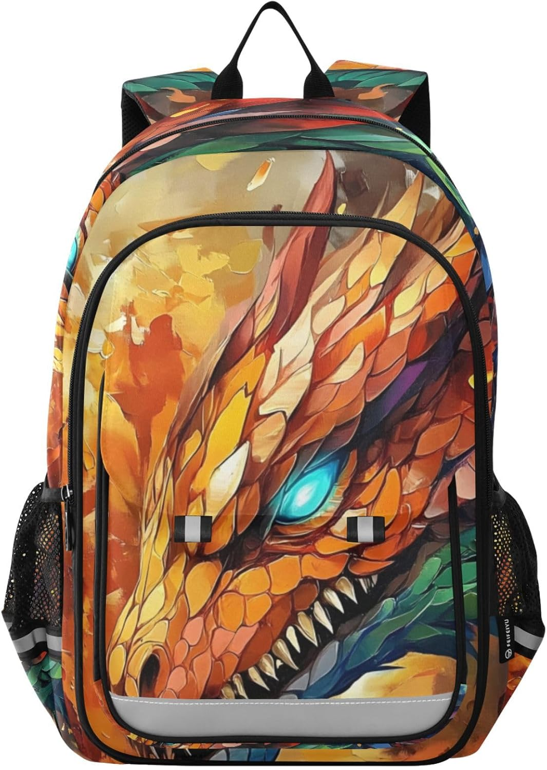 XYMZR Dragon Art Colorful Backpack Travel Laptop Daypack Shoulder Bag Book Bag Daypack with Reflective Strip 12.9 &times;17.7 IN image number 1
