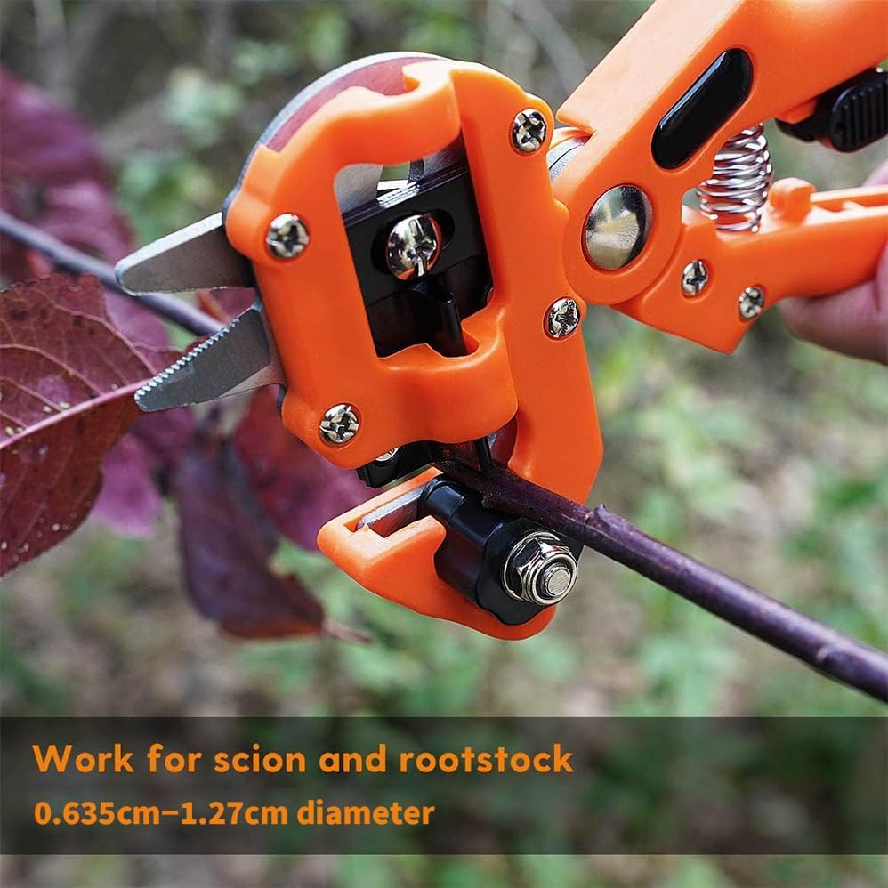 Garden Grafting Pruning Pruner Tool Kit, Garden Fruit Tree Professional Pruning Shears, with 3 Replaceable Blades/Grafting Scissor Shear, for Plant Branch Twig Vine, Fruit Trees, Bonsai image number 6