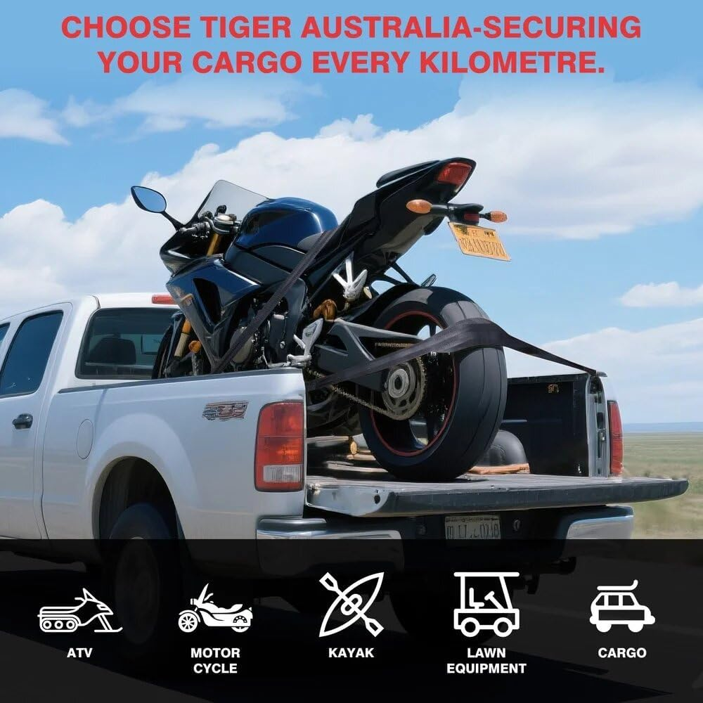 Tiger Australia Retractable Ratchet Straps 25Mm X 3M 800KG Heavy Duty 2-Pack image number 2