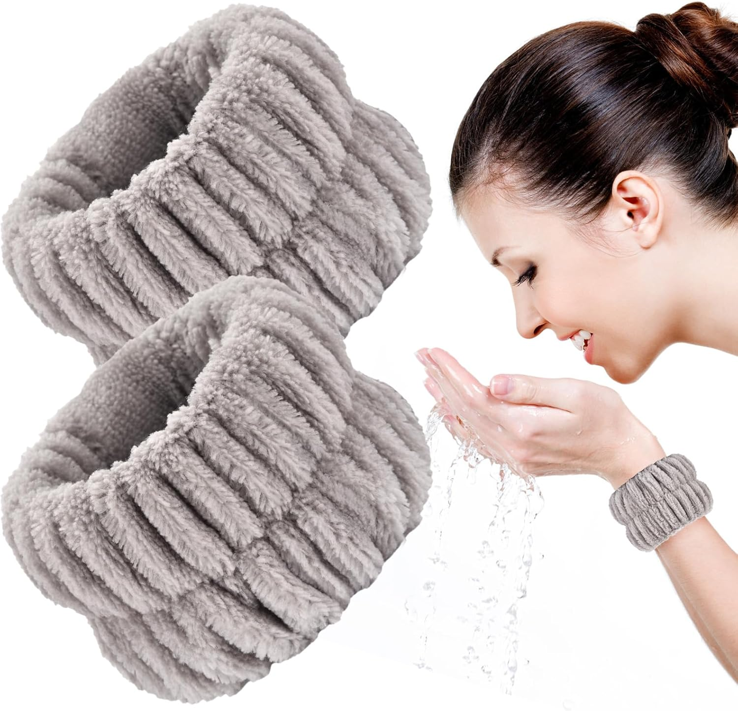 2Pcs Wrist Bands for Washing Face Wash Wristbands Wrist Towels Arm Bands for Skincare Makeup Wrist Cuffs Spa Wrist Scrunchies