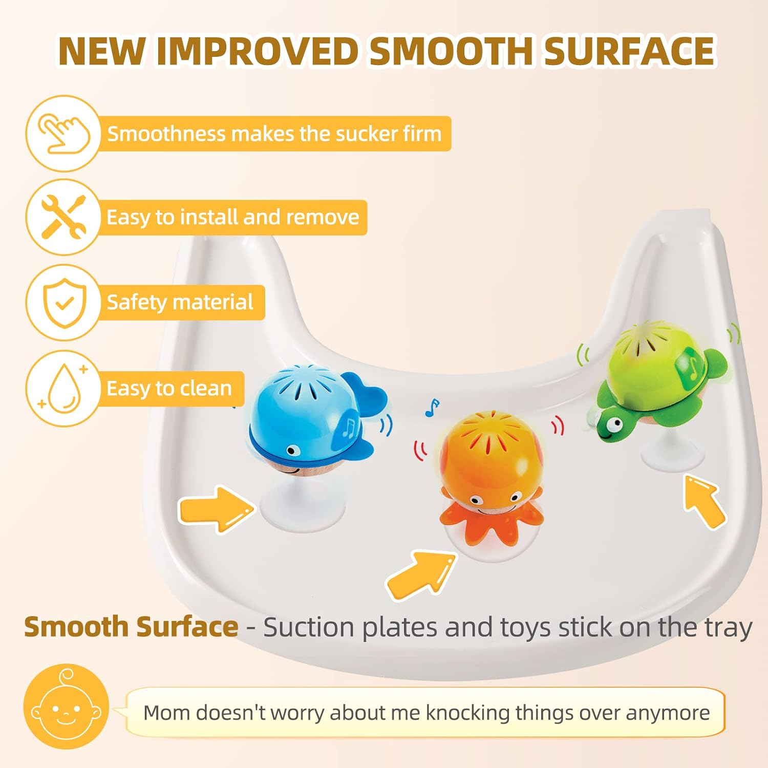 Luqibabe Baby High Chair Tray Compatible with Stokke Tripp Trapp Chair (V2 and Beyond) with Smooth Surface and Strong Suction Power Made of Food-Safe Plastic (BPA BPS BPF Lead Phthalate Free) - White - White image number 2