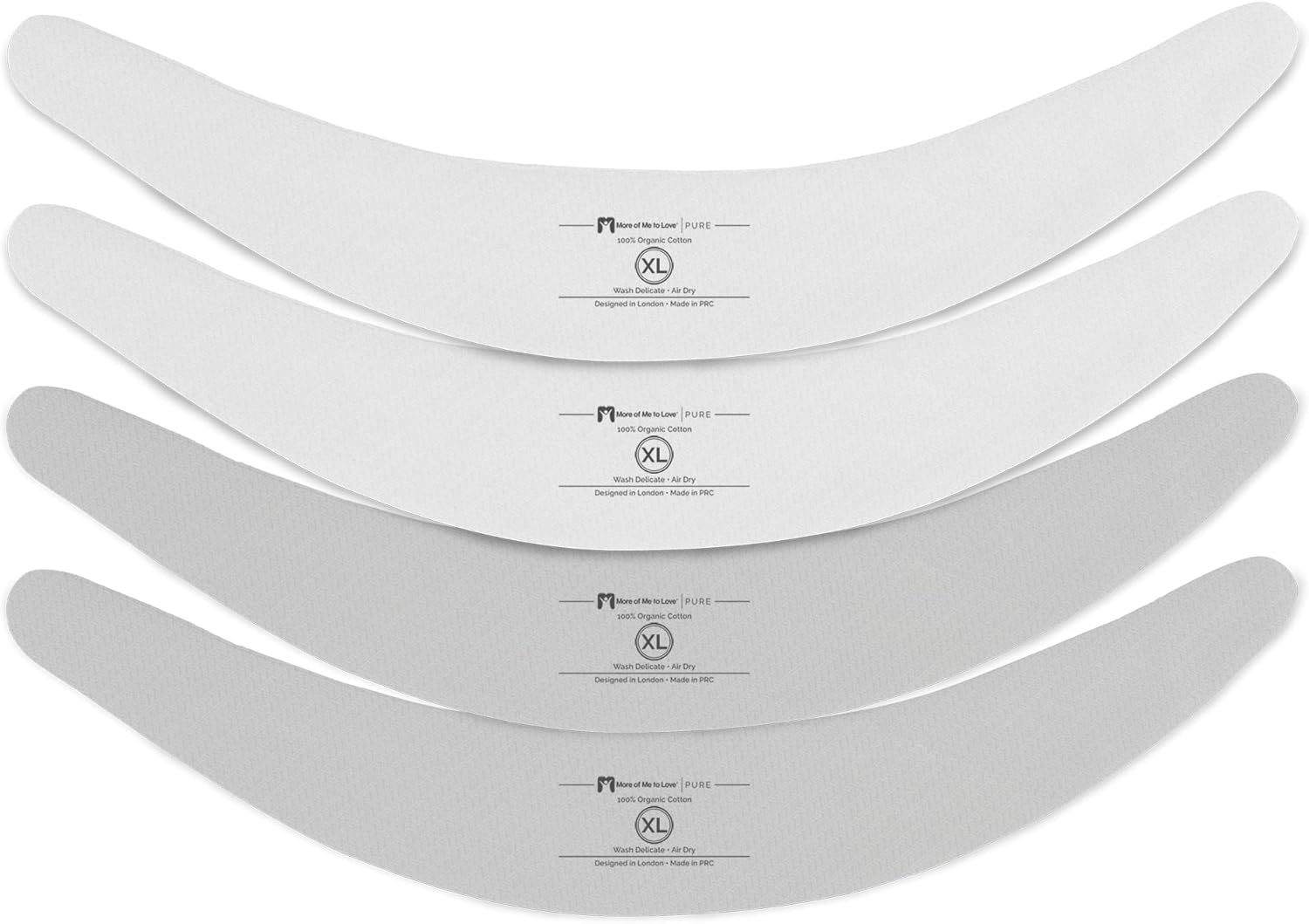 More of Me to Love Organic Cotton Tummy Liner 4-Pack, X-Large (2 X Pearl White and 2 X Stone Gray)