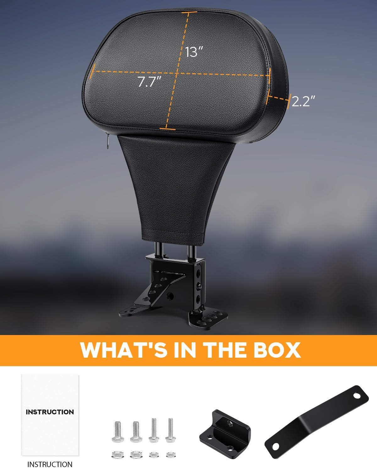 PBYMT Driver Rider Backrest, Adjustable Plug-In Back Rest Fit for Harley Davidson Touring Street Glide Road Glide Electra Glide Road King 1997-2024, Black image number 4