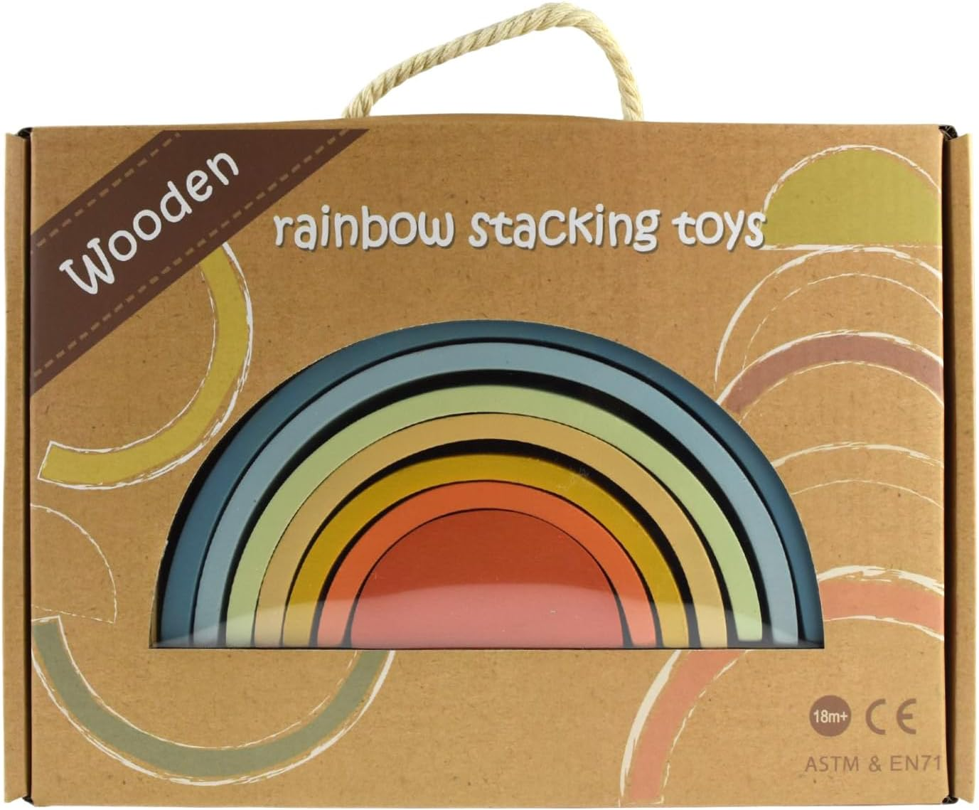 Kaper Kidz Wooden Stacking Rainbow Denim & Rust Playset image number 2