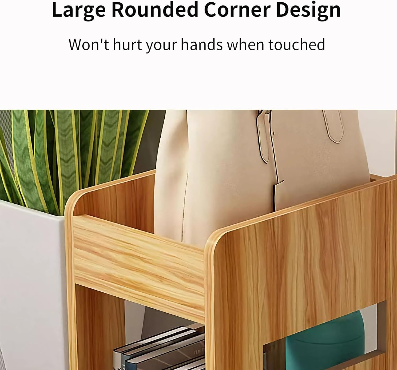 Rolling Storage Cart on Wheels, 2-Tier Wooden Book Cart Rolling Organizer, Utility Organizer, Multi-Functional Movable Trolley Bookshelf image number 2