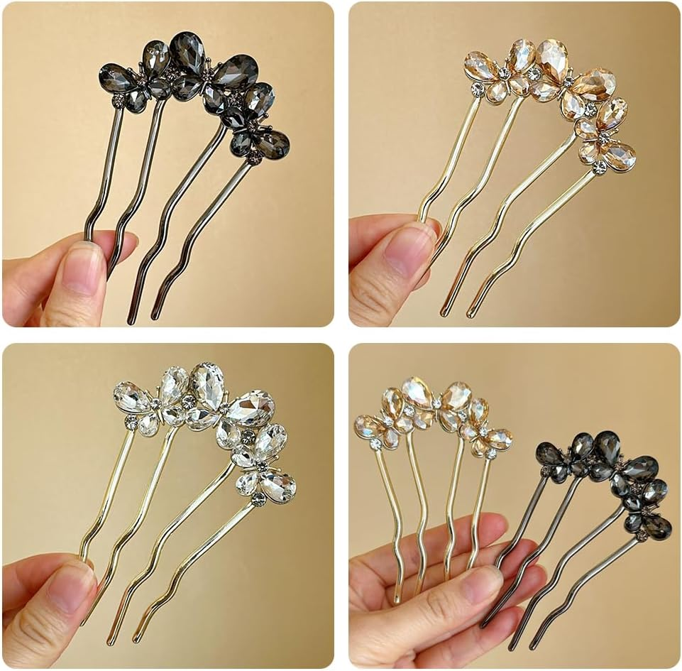 XFSRG French Twist Hair Pin Crystal Hair Pins Beads for Elegant Hair Styling and Wedding Hairstyles image number 1