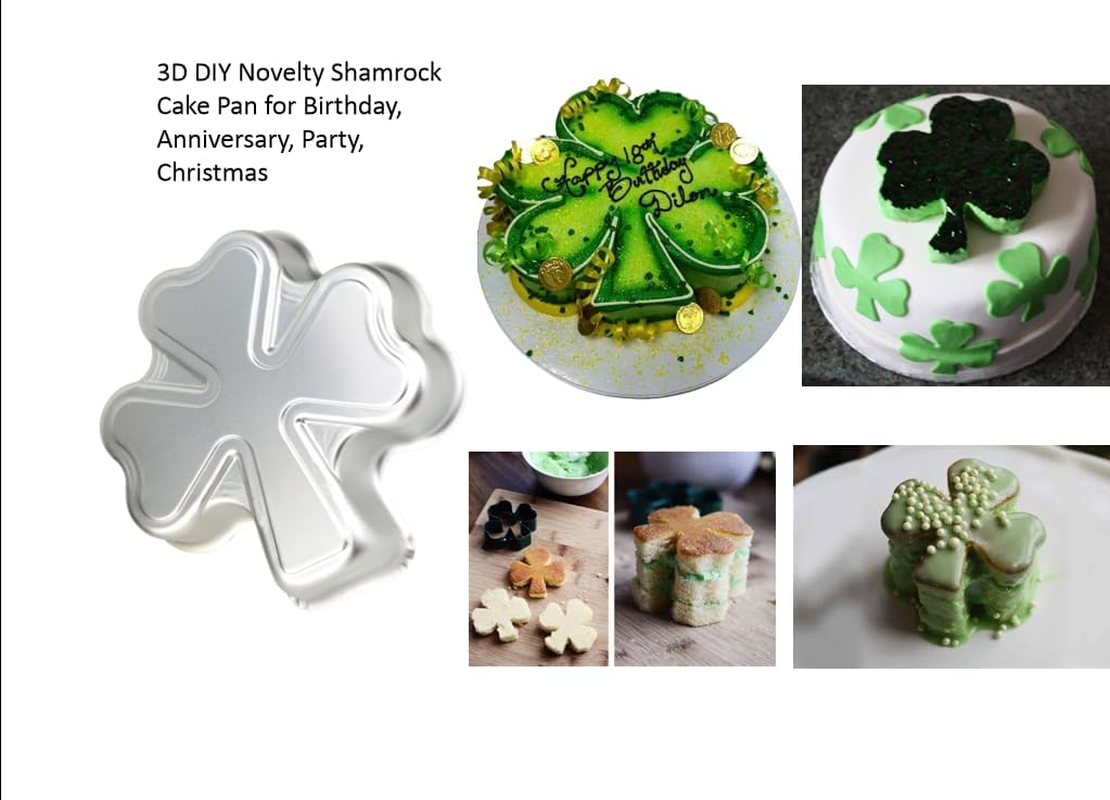 9 Inch Novelty Shamrock Cake Pan Clover Mould with Material of Aluminum 3D DIY Cake Baking Pan for St. Patrick'S Day, Birthday, Anniversary, Party, Christmas