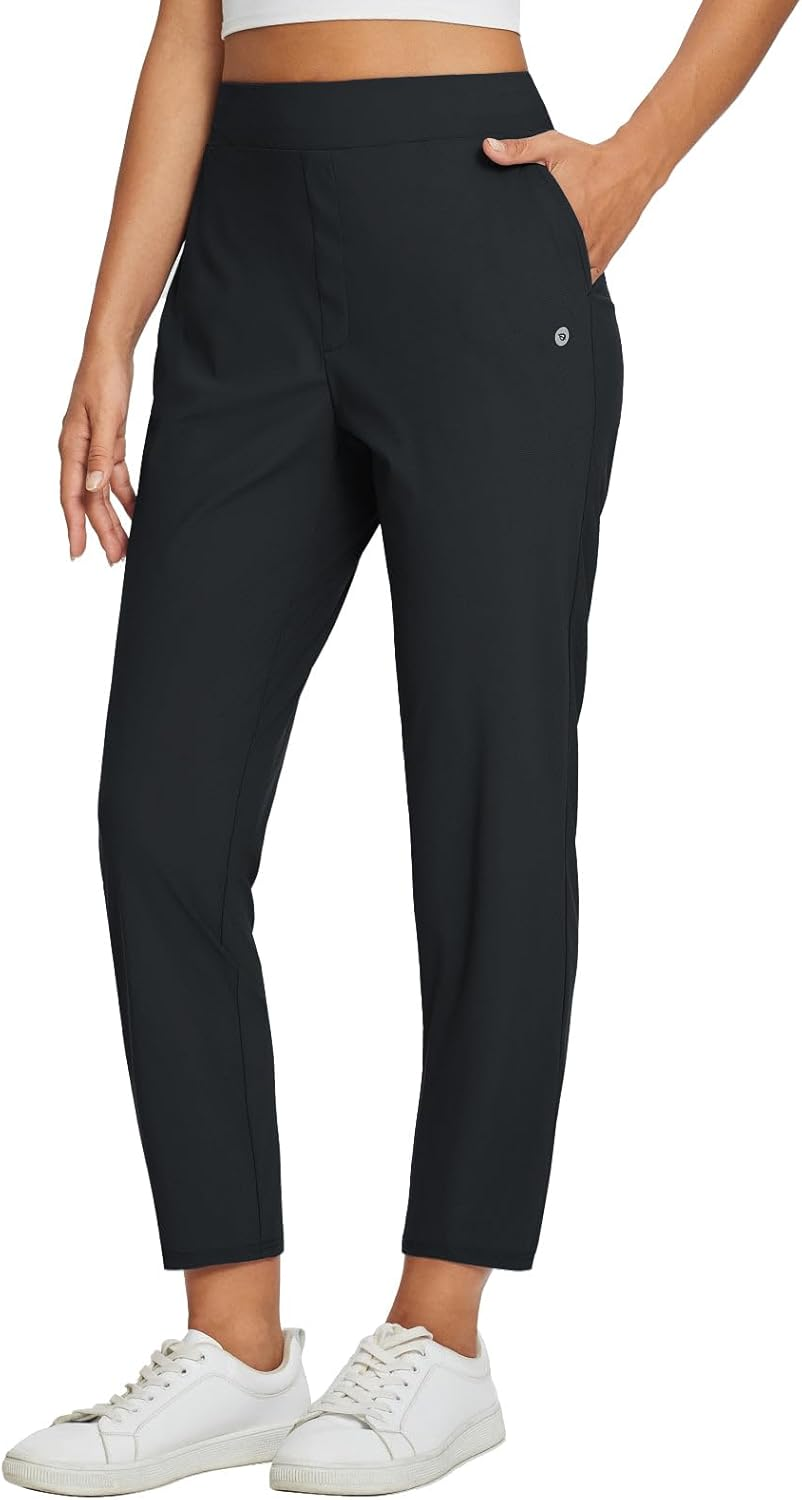 Baleaf Womens Travel Pants Lightweight Ankle Dress Pants with Zipper Pockets Golf Pants Stretch Petite Work Summer UPF50