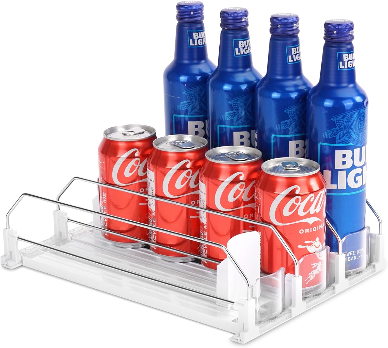 Automatic Soda Can Organizer for Refrigerator Already Assembled Can Dispenser for Soda Seltzer Drink Pop Can Holder Self-Pushing Drink Organizer for Fridge Storage 12 Cans of 11.15Oz 12Oz 16Oz 16.9Oz image number 4