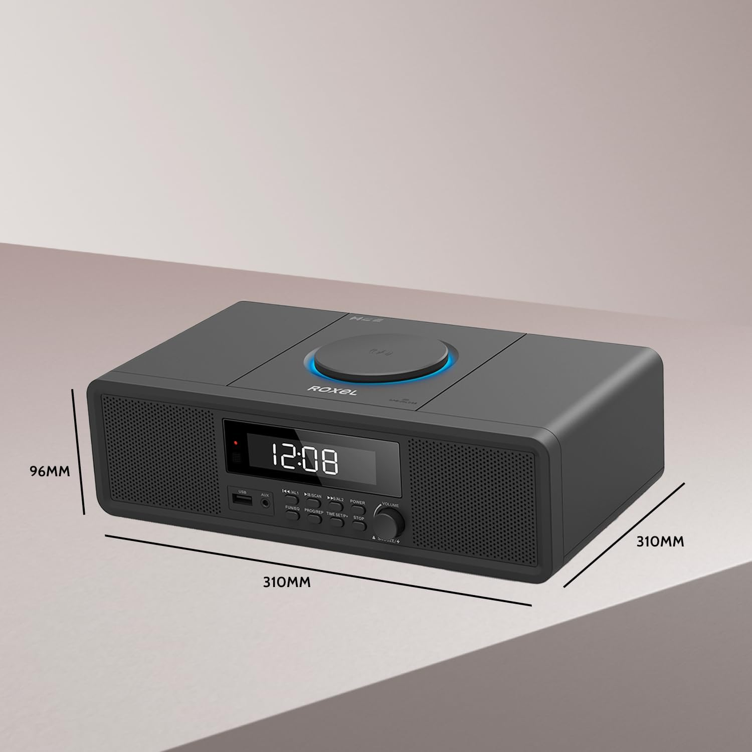 Roxel RCD-330BT All-In-One Compact Mini System with CD Player, USB Playback, FM Radio, BT Streaming, Headphone Jack and Wireless Phone Charging image number 1