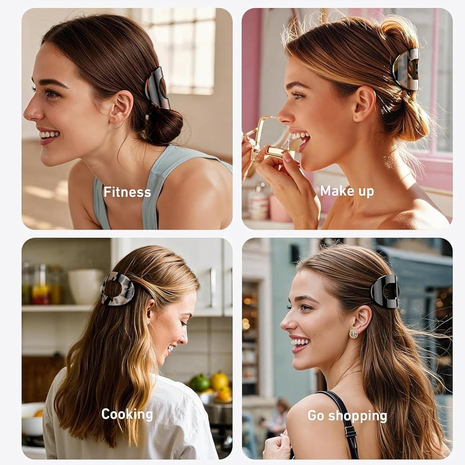 8 PCS Flat Hair Clips French round Lay down Hair Claw Clips for Women Girls Strong Hold Hair Barrettes for Thick Thin Hair Comfortable Curved Flat Clips for Lying Driving and More image number 1