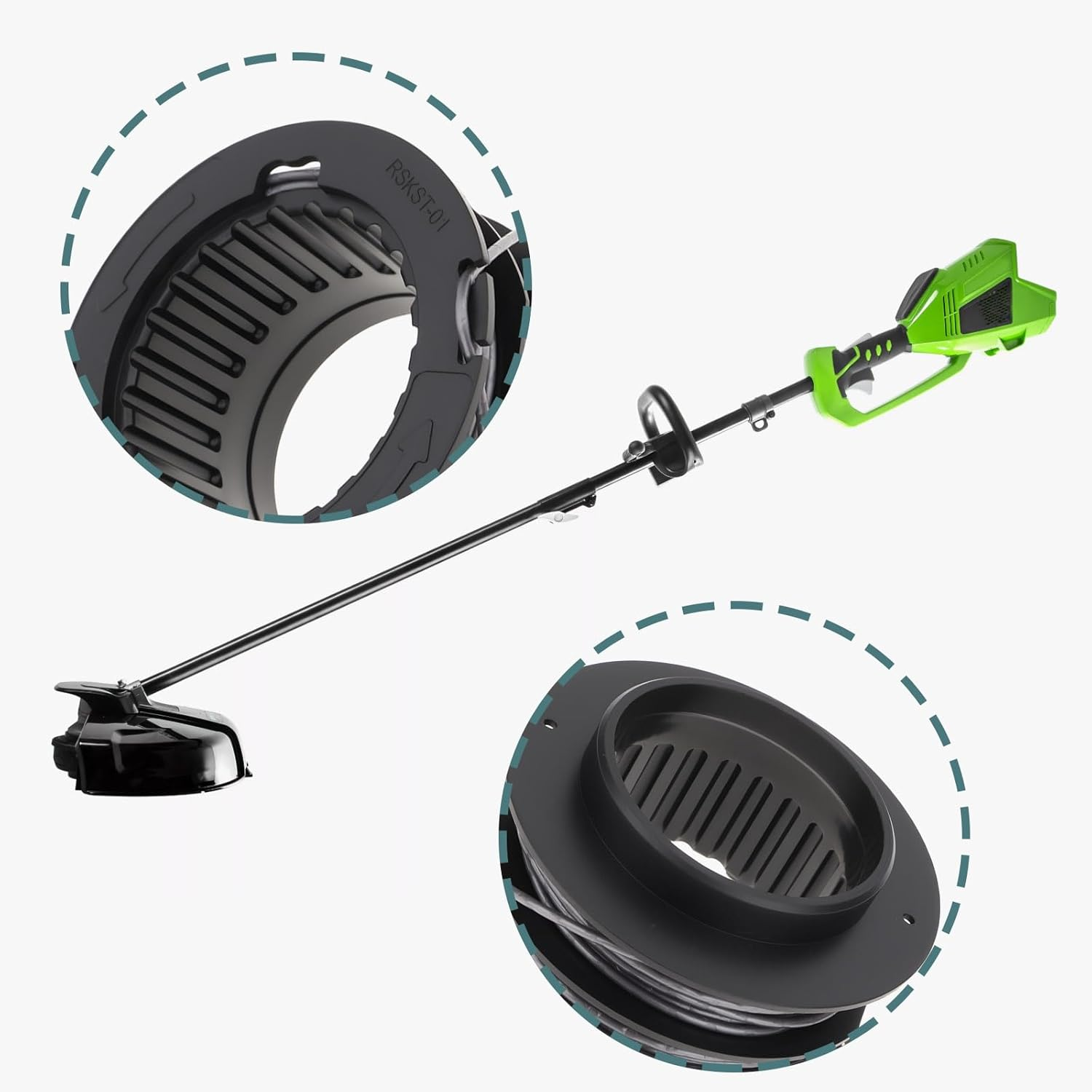 Emsea 2Pcs Lawn Trimmer Double Coil 2930507 SB00L00 Compatible with Greenworks 40V 80V GD40BC GD40BCB GST1246 image number 2