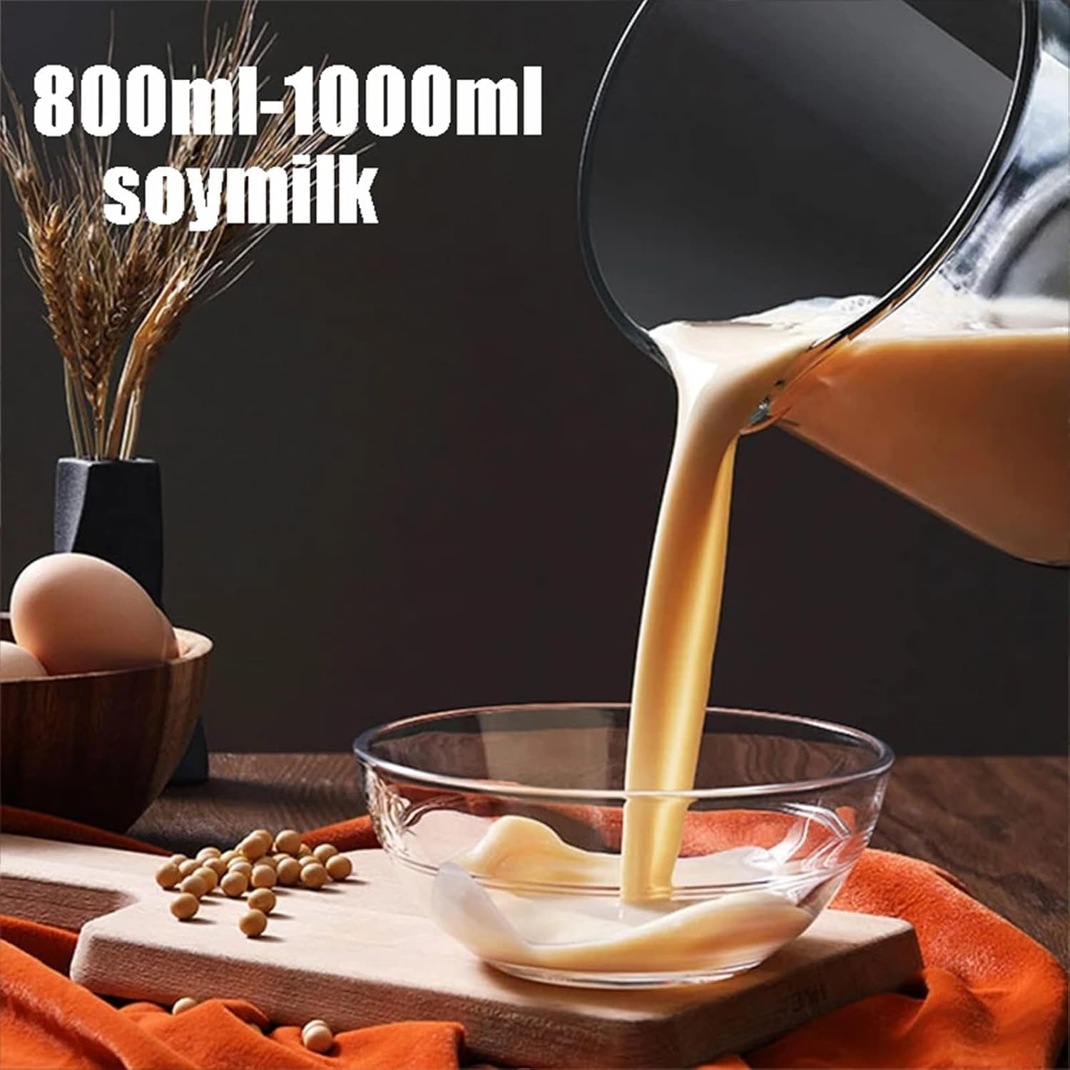 JOYOUNG Soy Milk Maker 1L, 2 in 1 Cooking Machine, Smart Glass Blender, Plant-Based Nut Drinks, Self-Cleaning and Multifunctional, 11H Appointment (Chinese Version)