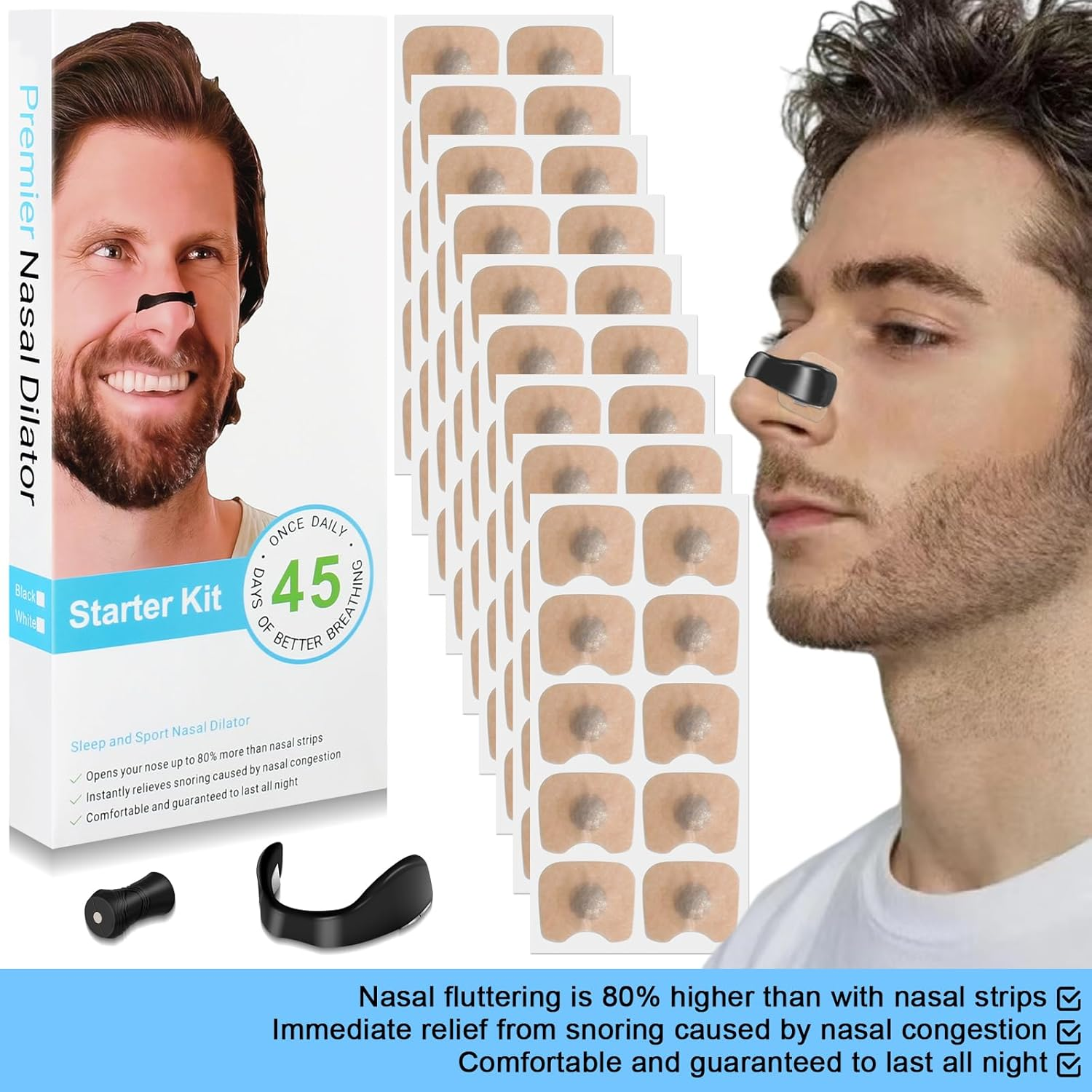90 Pcs Magnetic Breathing Nasal Strip- Reduce Snoring,Improve Sleep Quality,Anti-Snoring Equipment for Home, Travel, Helps Long-Lasting Stop Snoring(Black) image number 6