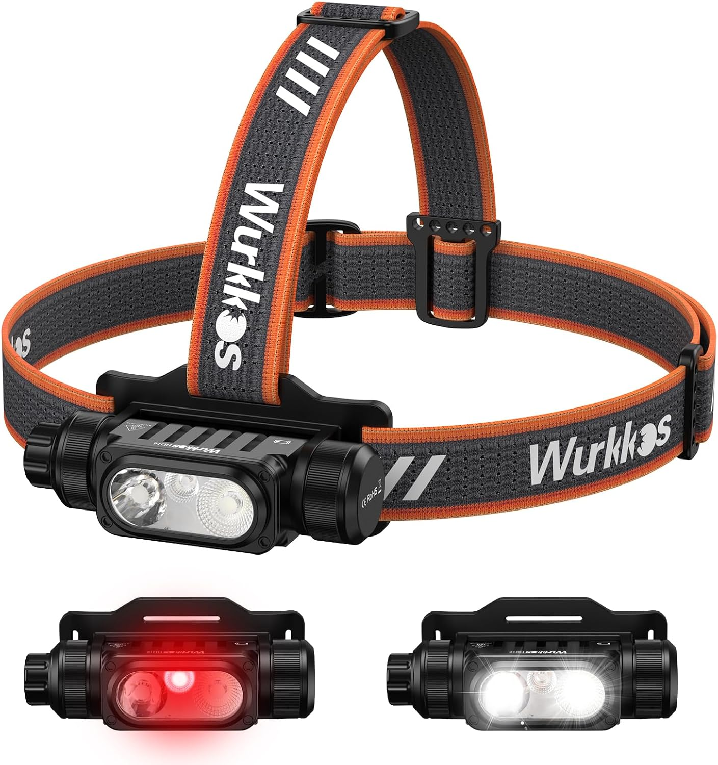 Wurkkos HD16 Rechargeable Headlamp, 2500 Lumens, Super Bright Head Torch with Red Light, USB C LED Headlamp with 4 Brightness Modes, Waterproof, Lightweight Headlamp for Jogging, Hiking, Camping, image number 2