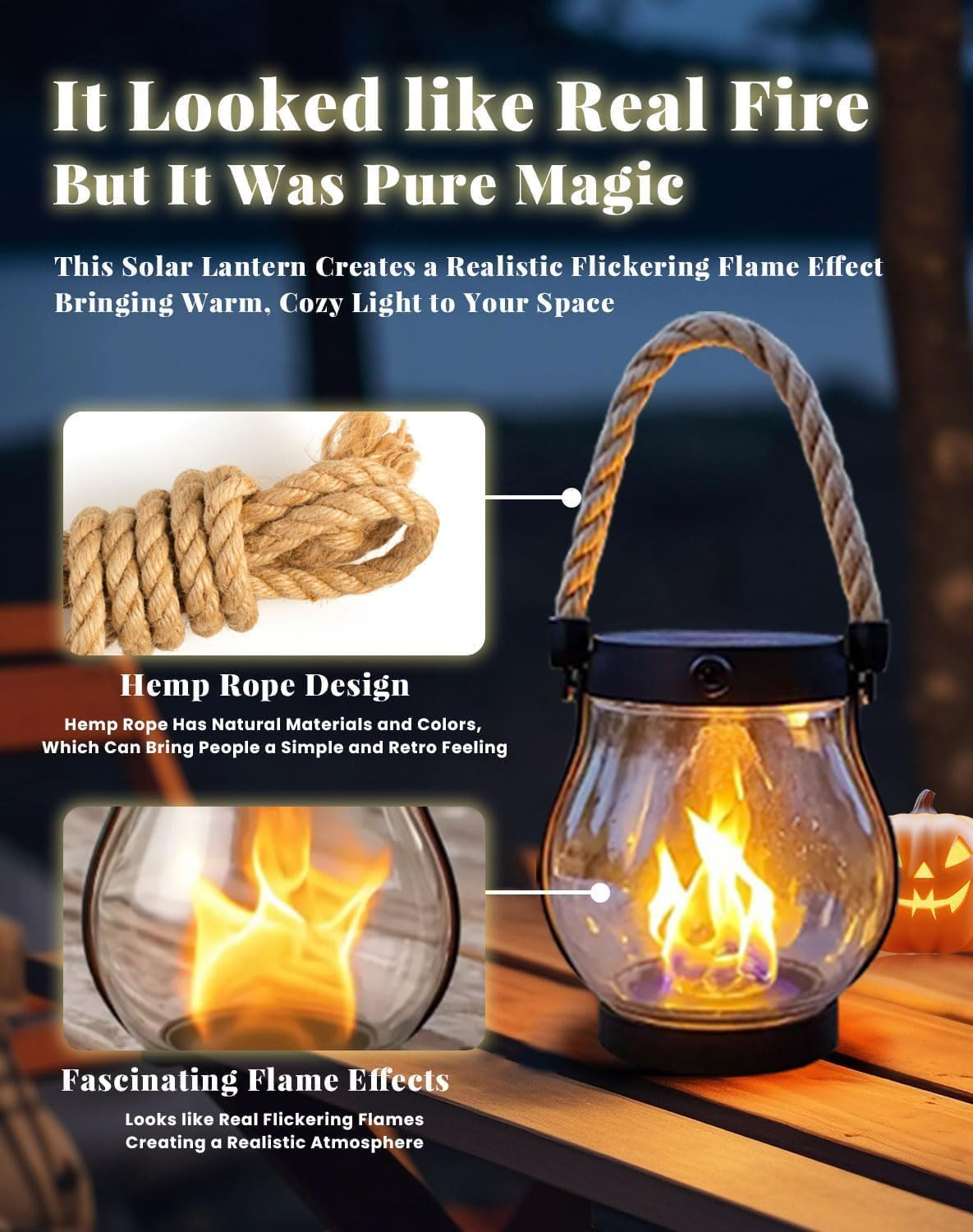 Solar Flame Lanterns Outdoor Waterproof, 4 Pack Flickering LED Fire Lights for Patio, Garden, Yard, Camping, Realistic Dancing Flame Solar Powered Lights Decor image number 6