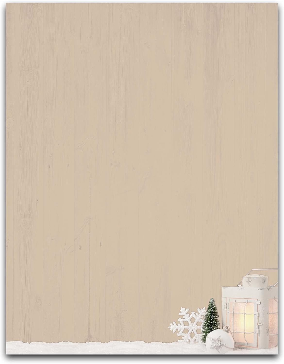 Lantern over Snow Christmas Stationery Paper - 80 Sheets of Letterhead for Winter & Holiday Events image number 1