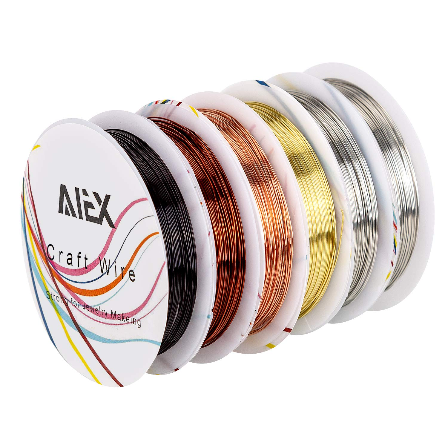 AIEX 6 Rolls 26 Gauge Tarnish Resistant Bare Copper Jewelry Wire for Crafts Beading Jewelry Making Supplies image number 2