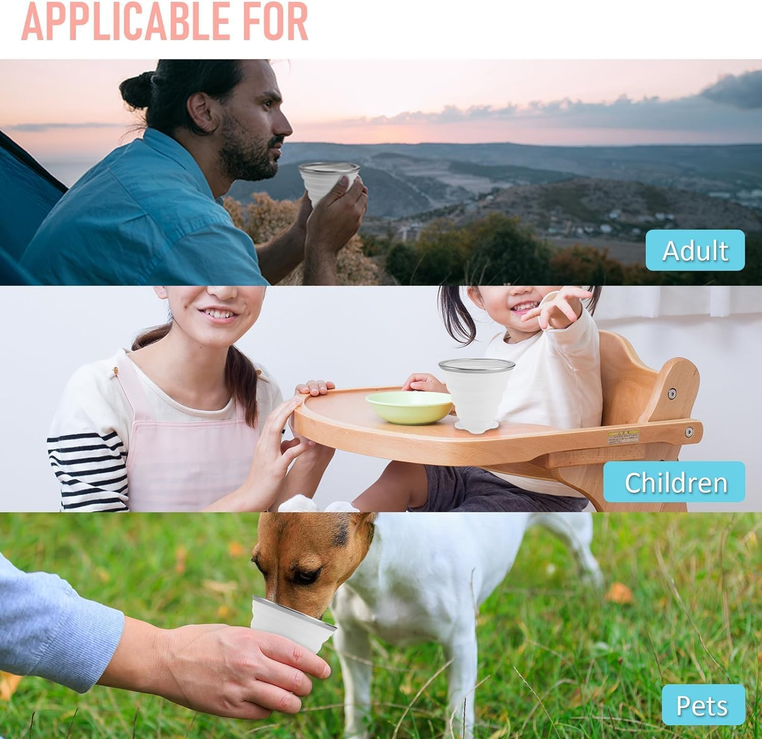 Silicone Foldable Cup, 4 Pack BPA Free Collapsible Travel Mugs, Folding Silicone Cups with Plastic Sealing Lid, Reusable Portable Cup Set for Picnic, Camping, Outdoor Hiking Travel (Translucent) image number 3