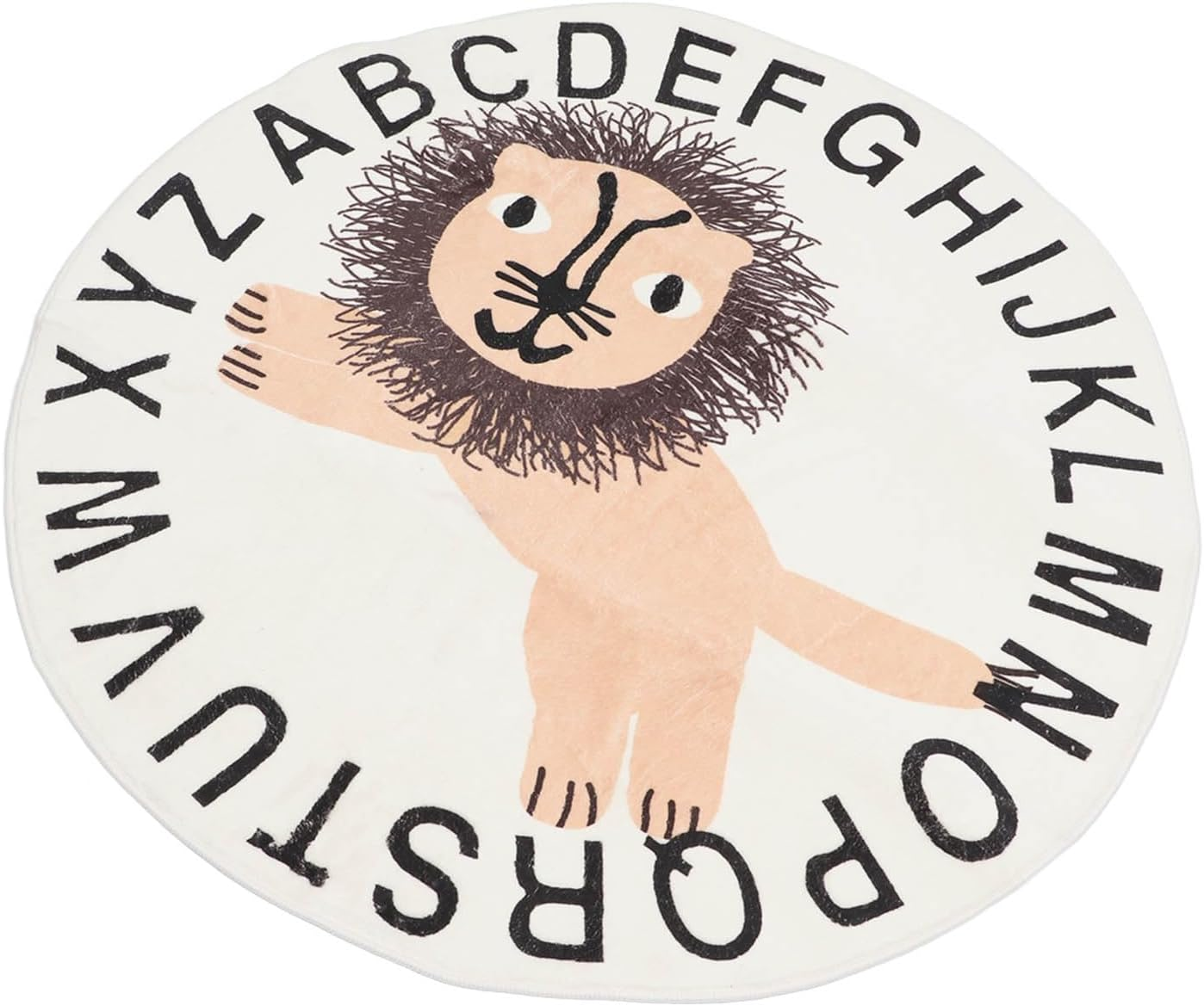 Children'S round Rug, Animal Shaped Soft round Rug, Non-Slip, 100Cm Diameter, for Nursing Room (Lion) image number 5
