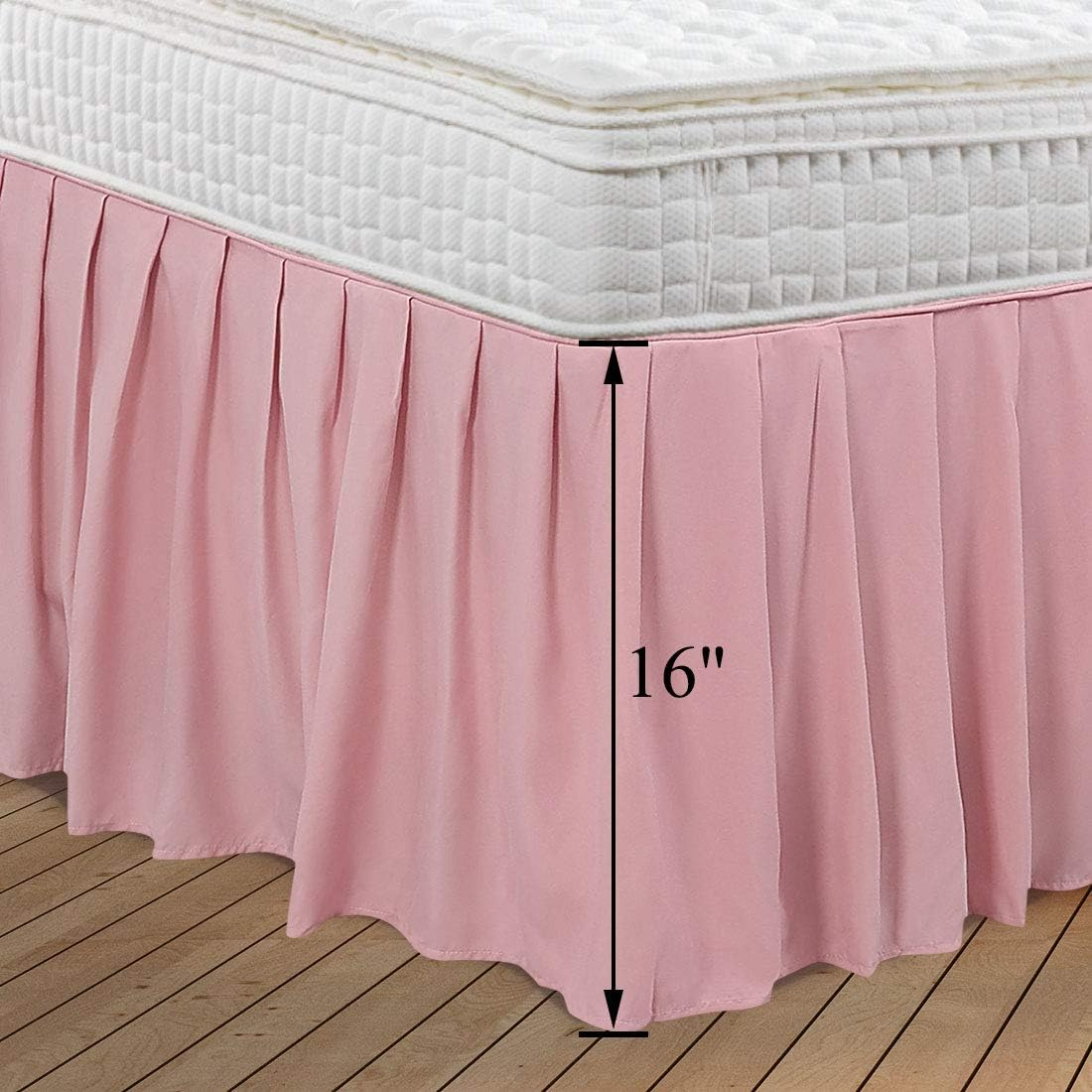 Piccocasa Ruffled Bed Skirt Polyester Brushed Hotel Quality Durable Solid Wrinkle and Fade Bedroom 16 Inch Drop Pink Queen image number 4