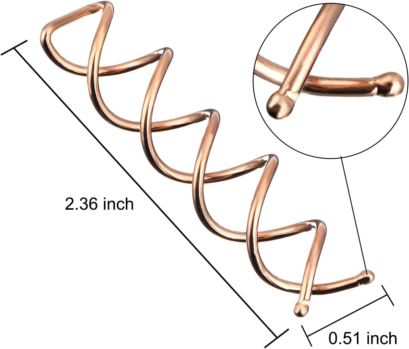 Spiral Hair Pin Spin Pin Spiral Hair Clip Spin Clip Bun Stick Pick for DIY Style 20 Pack (Rose Gold) image number 4
