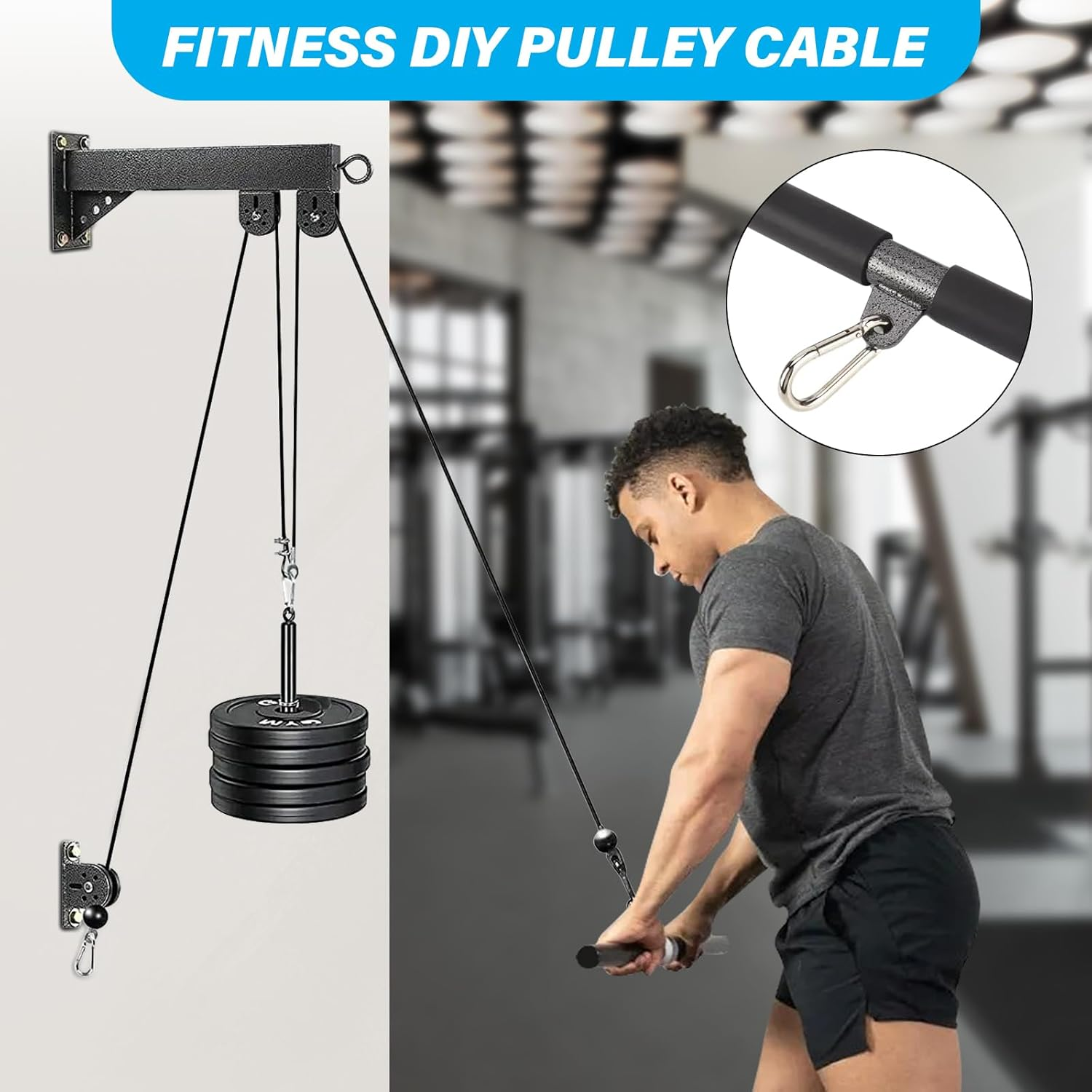 Youngly LAT Pull down Wall Pulley Cable Machine Strength Workout Equipment Home Gym image number 1