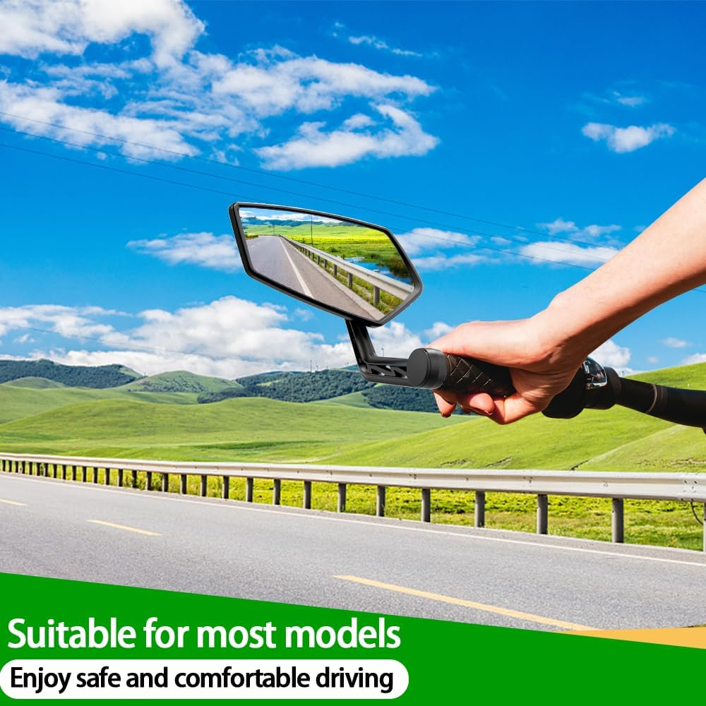 RBRL Bike Mirror Rotatable HD Safety Convex Bar End Mirror, Scratch Resistant Wide Angle Bicycle Shatterproof Side Mirrors, Mirrors for Electric Bikes Universal (Right) (RM12E-1) - Right image number 2