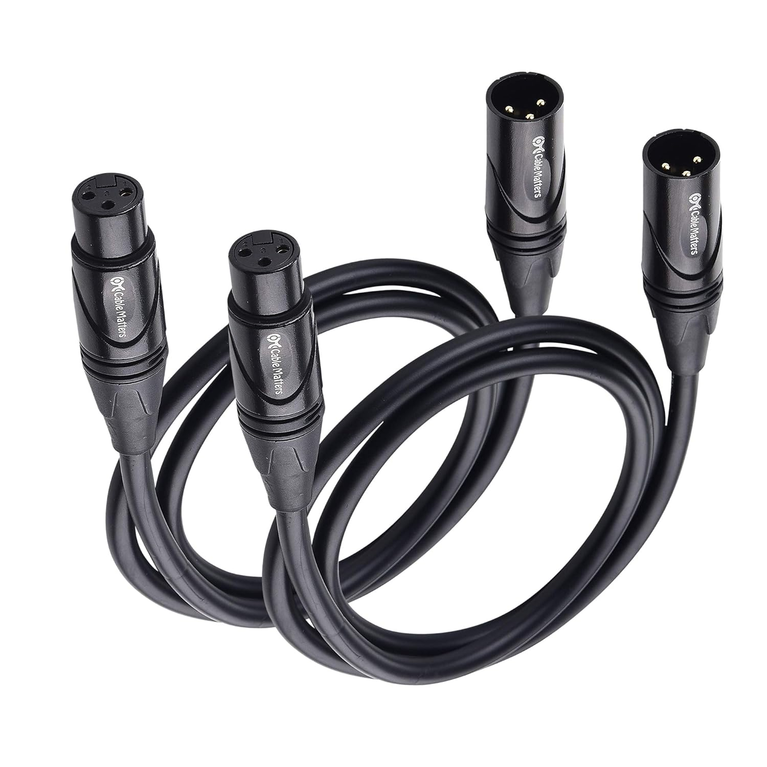 Cable Matters 2-Pack Premium XLR to XLR Cable - 0.9M, Male to Female Microphone Cable, Oxygen-Free Copper (OFC) Mic Cord, Black image number 2