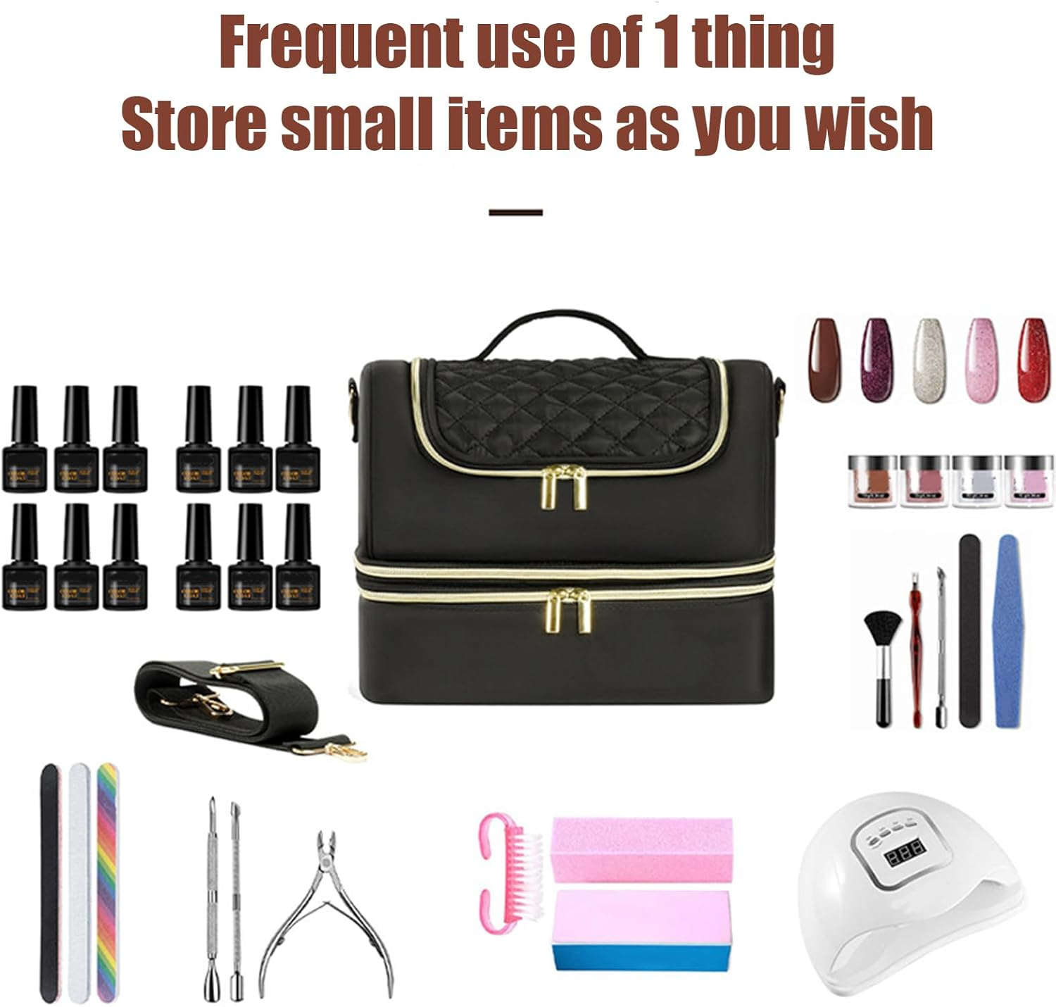 Nail Polish Storage Case - Nail Polish Carrying Case, Nail Supplies Storage Bag, 2 Layer Storage Bag, Can Hold 45 Bottles Nail Polish, Black, Se R&eacute;f&eacute;rer Au Descriptif, Refer to Description image number 3