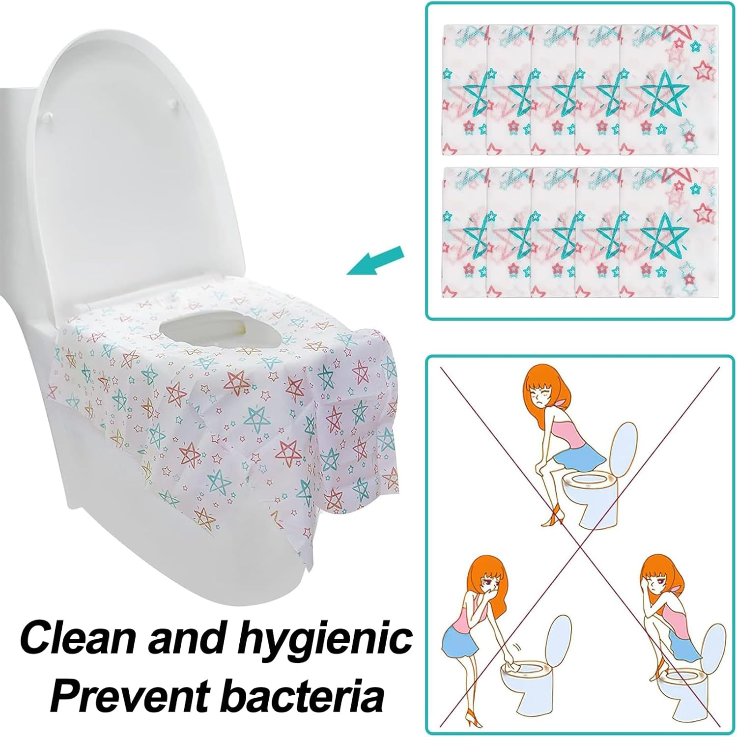 Toilet Seat Covers Disposable 20 Pack, Individually Wrapped Toilet Seat Shields Travel Accessories for Adults Kids with Non-Slip Adhesives, Potty Shields, Airplane, Waterproof image number 6