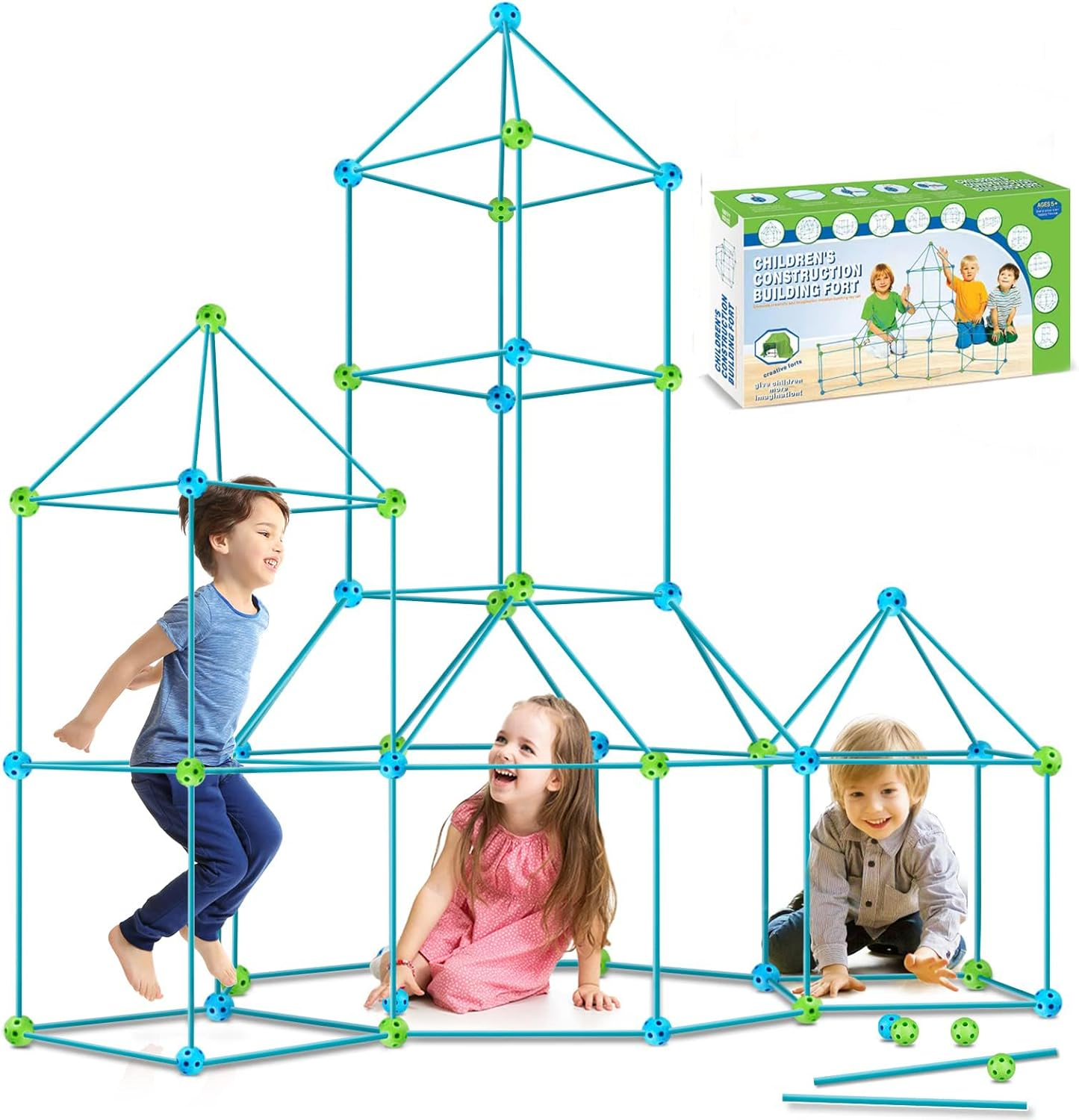 Kids Fort Building Kit 120 Pieces Construction STEM Toys for 5 6 7 8 9 10 11 12 Years Old Boys and Girls Ultimate Forts Builder Gift Build DIY Educational Learning Toy for Indoor & Outdoor image number 1