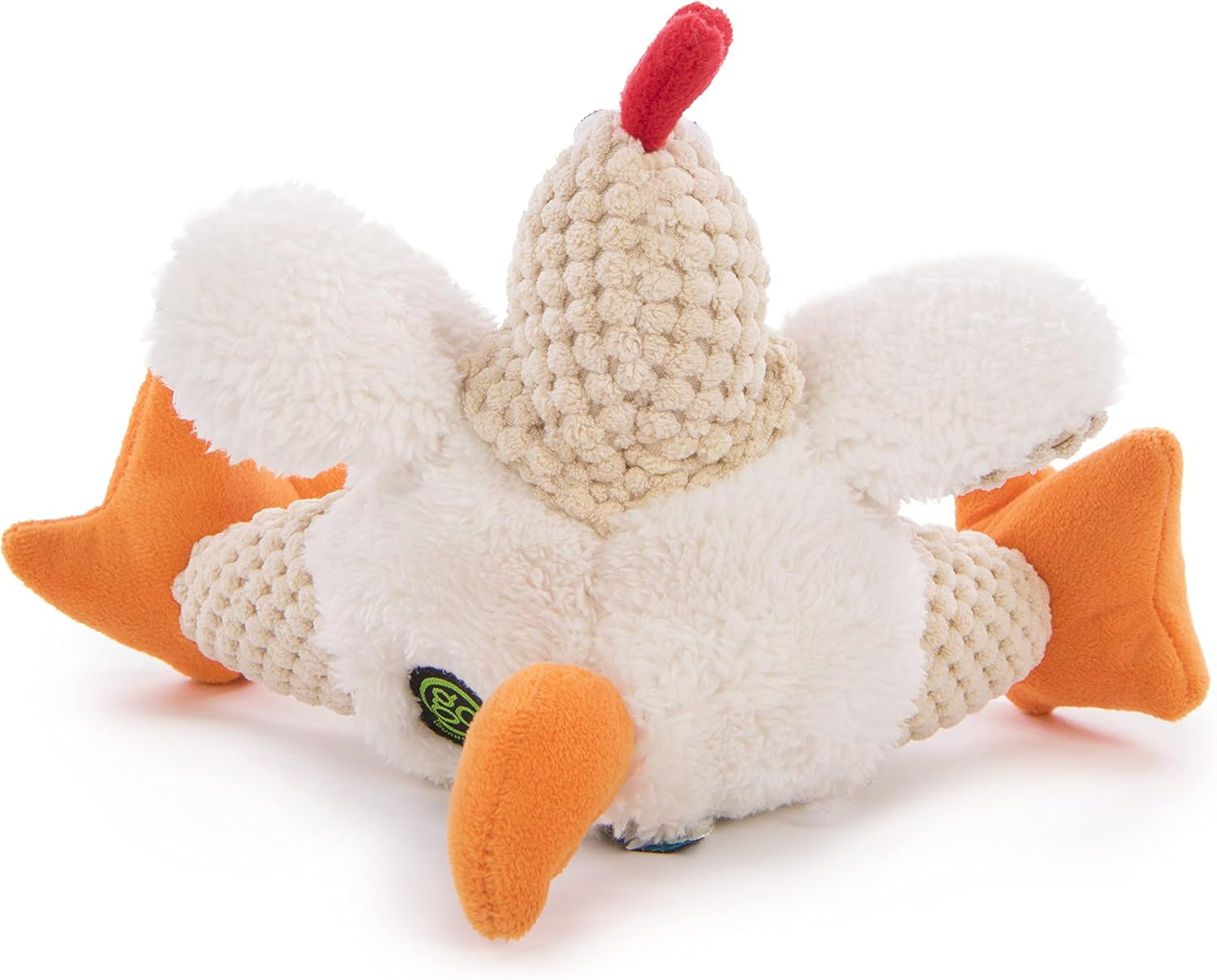Godog Checkers Fat Rooster Squeaky Plush Dog Toy, Chew Guard Technology - White, Small image number 3