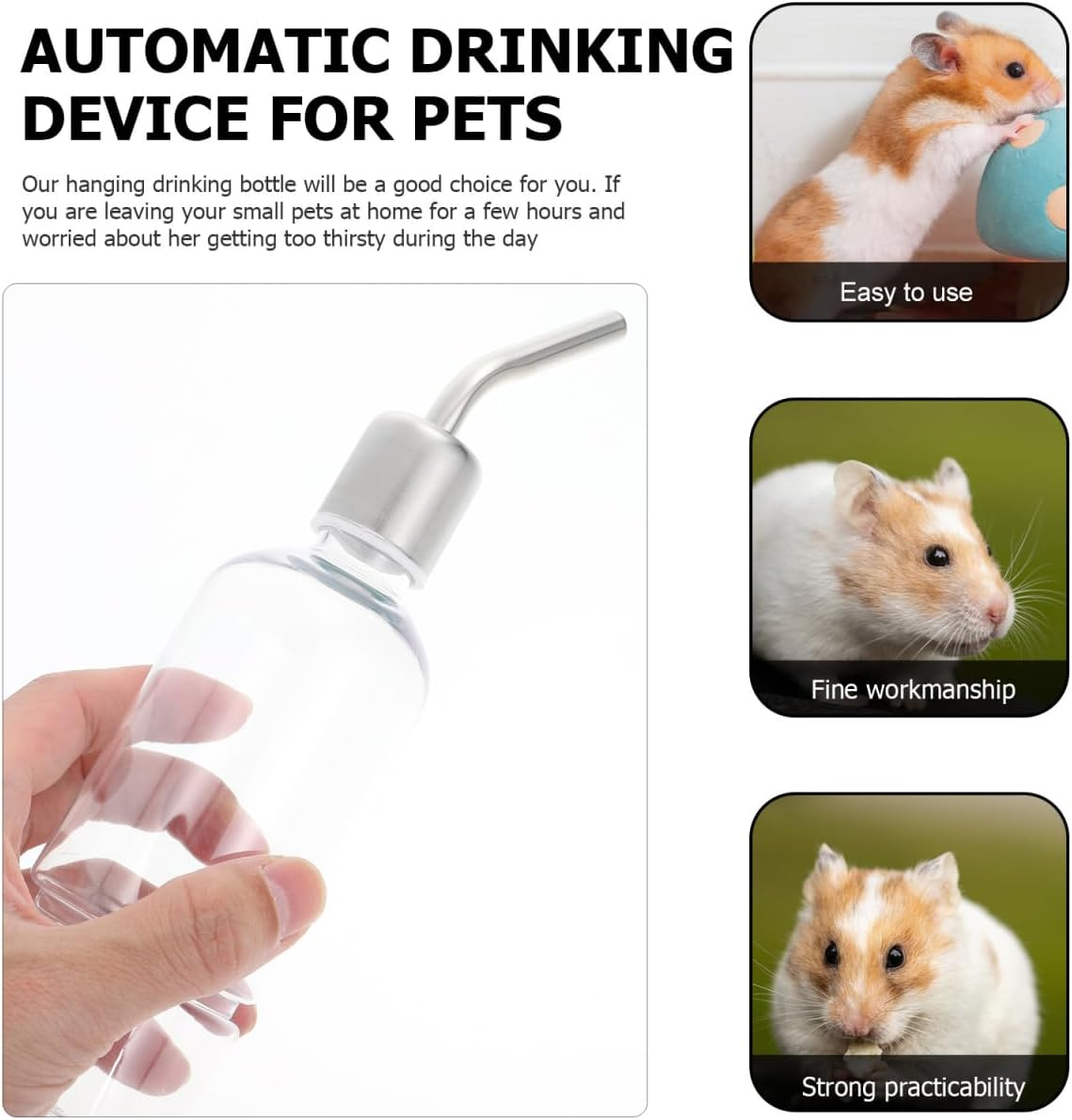 GANAZONO 2Pcs Rabbit Water Bottle Hanging Water Feeder Dispenser Plastic Adjustable Pet Drinking Bottles for Guinea Pigs Chinchillas Small Animals image number 1