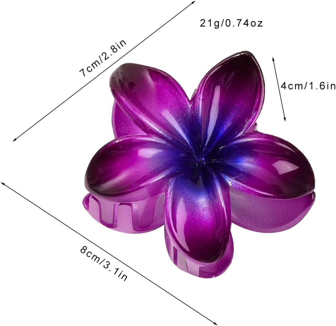 Blausky Pack of 1 Acrylic Flower Hair Clips, Hawaiian Plumeria Hair Clip, Large Flower Hair Clips, Claw Clip, Non-Slip Flowers Hair Accessories for Women and Women, Thick/Thin Hair, Green image number 5