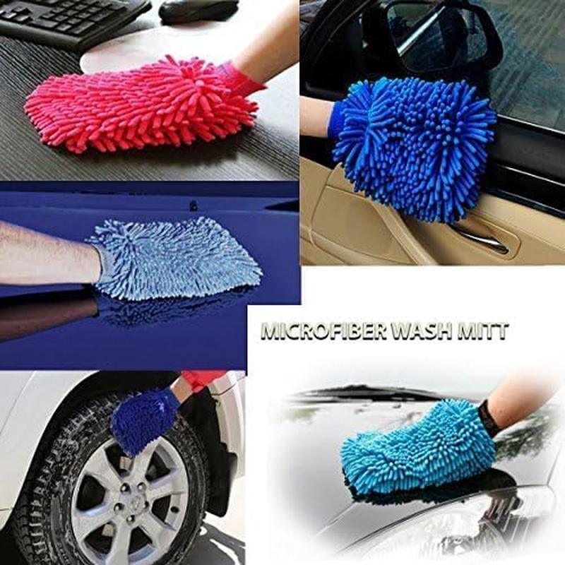 House Cleaning and Car Wash Mitts, Home Dusting Microfiber Gloves, Washing Clean Faster (Green/Blue, One Size) image number 1